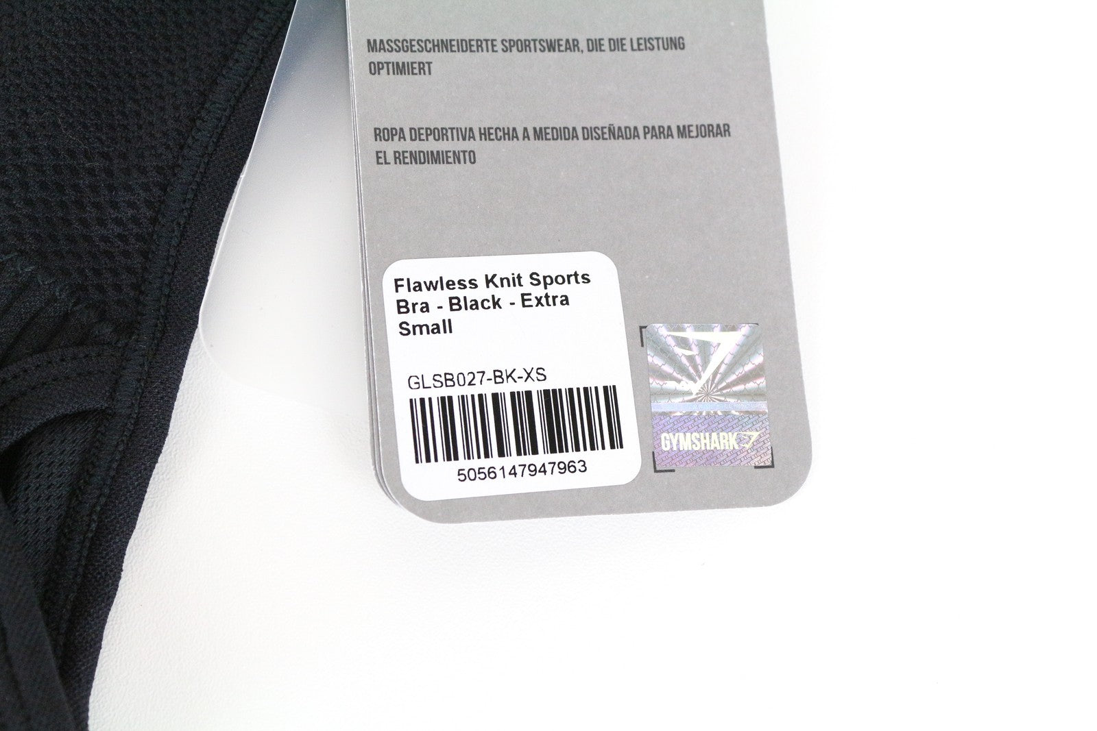 GYMSHARK XS Flawless Knit Black Gym Sports Bra Women's Stretch Activewear