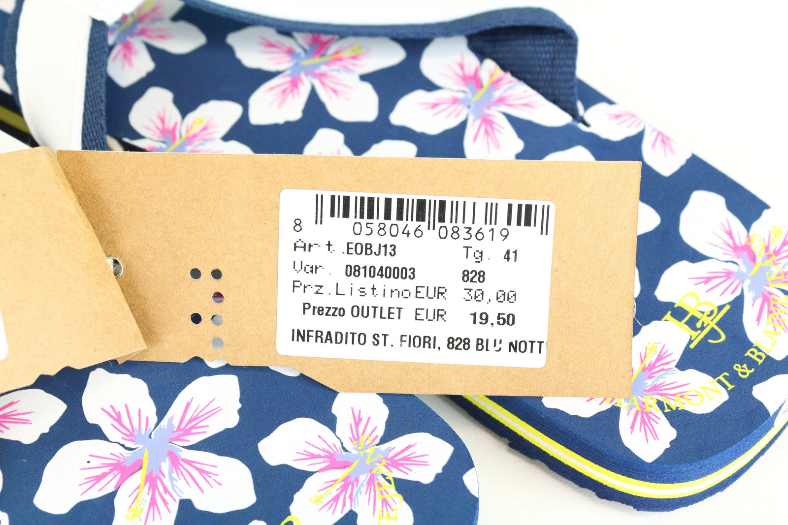 HARMONT &amp; BLAINE vyriškos mėlynos užsegamos šlepetės su gėlių raštu ir unisex stiliaus 