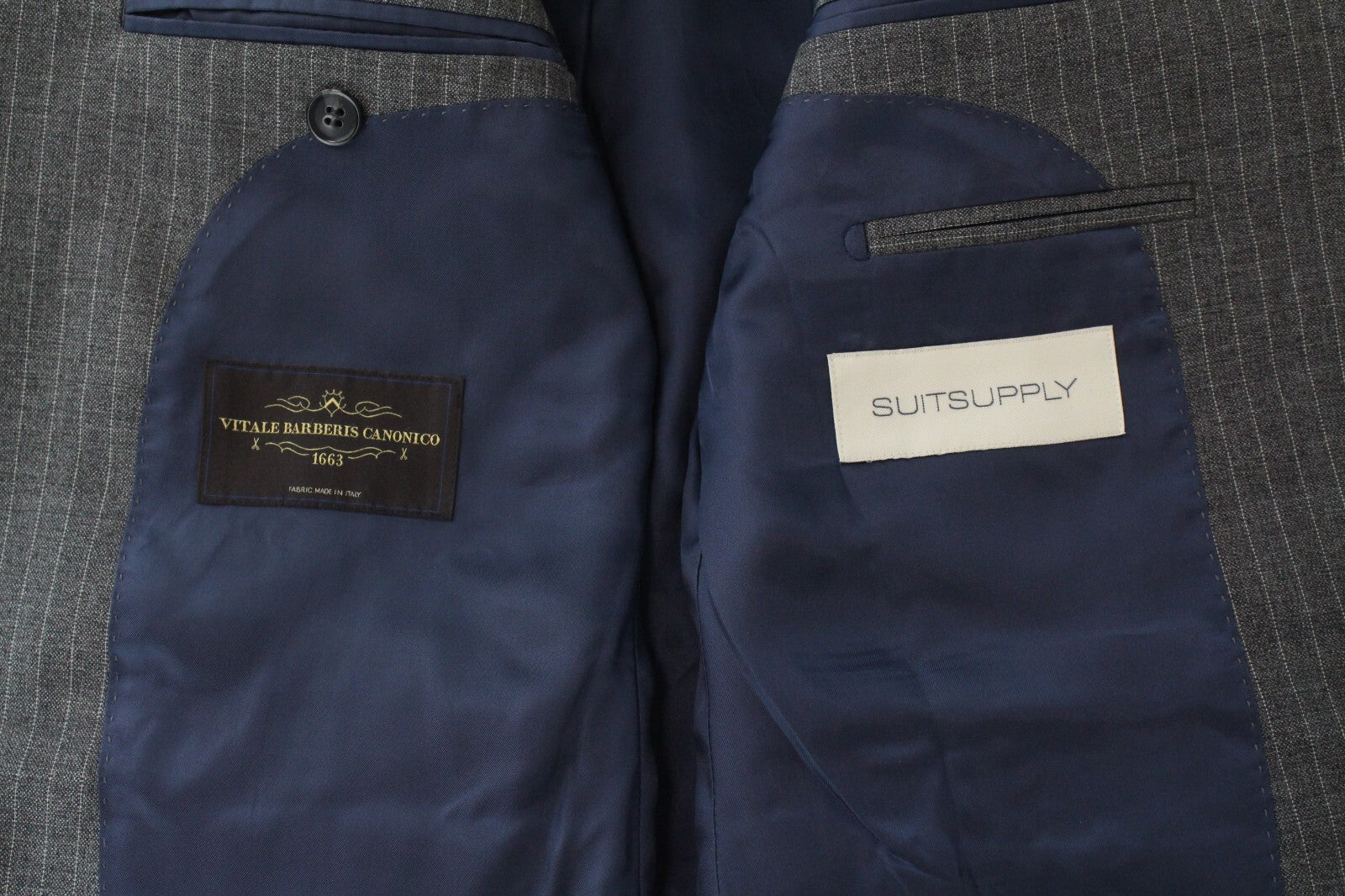 SUITSUPPLY Lazio Men's Grey Blazer UK36R Pure Wool Pinstripe Single Vent