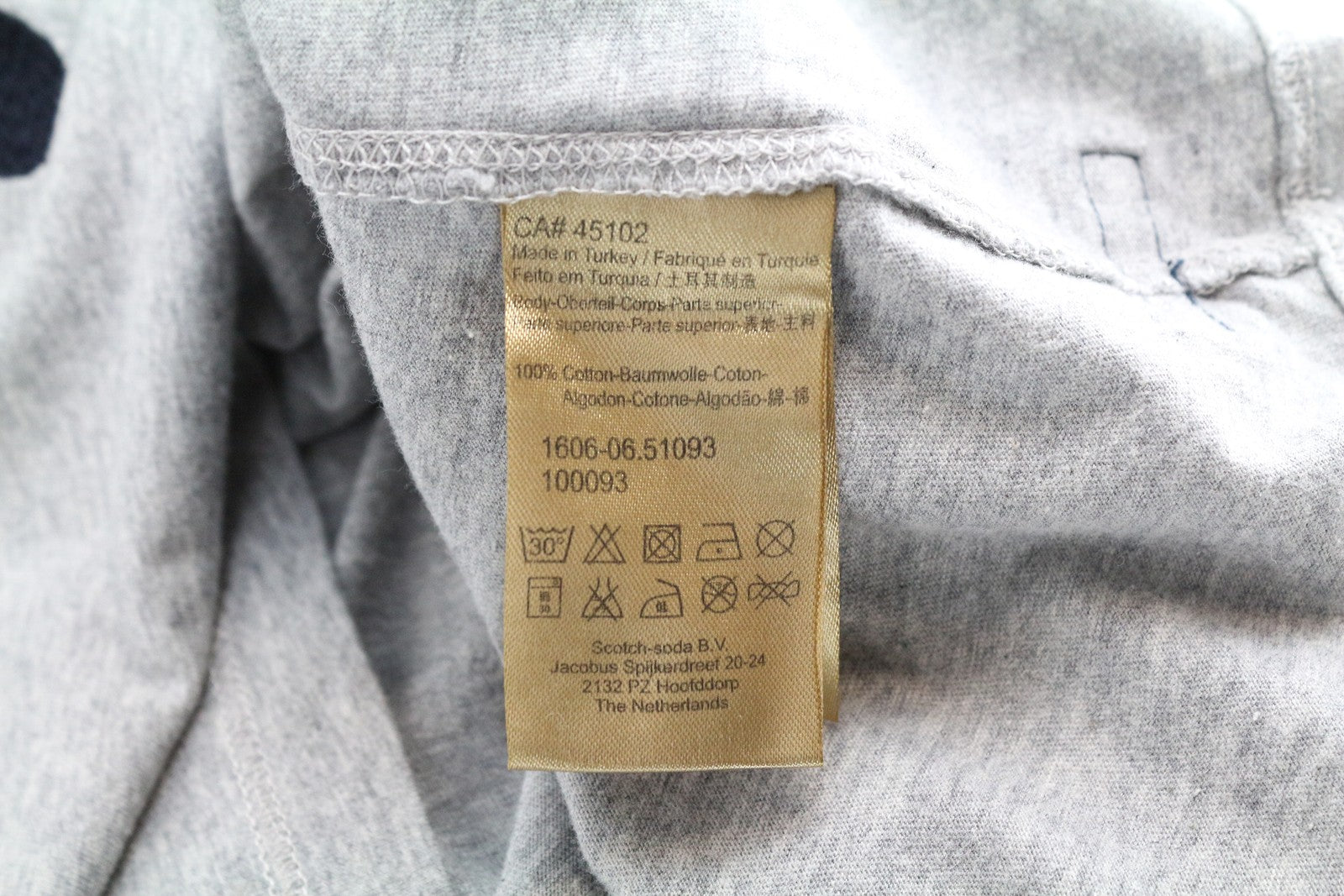 SCOTCH &amp; SODA Ams Blauw vyriški pilki medvilniniai marškinėliai M su siuvinėtomis trumpomis rankovėmis 