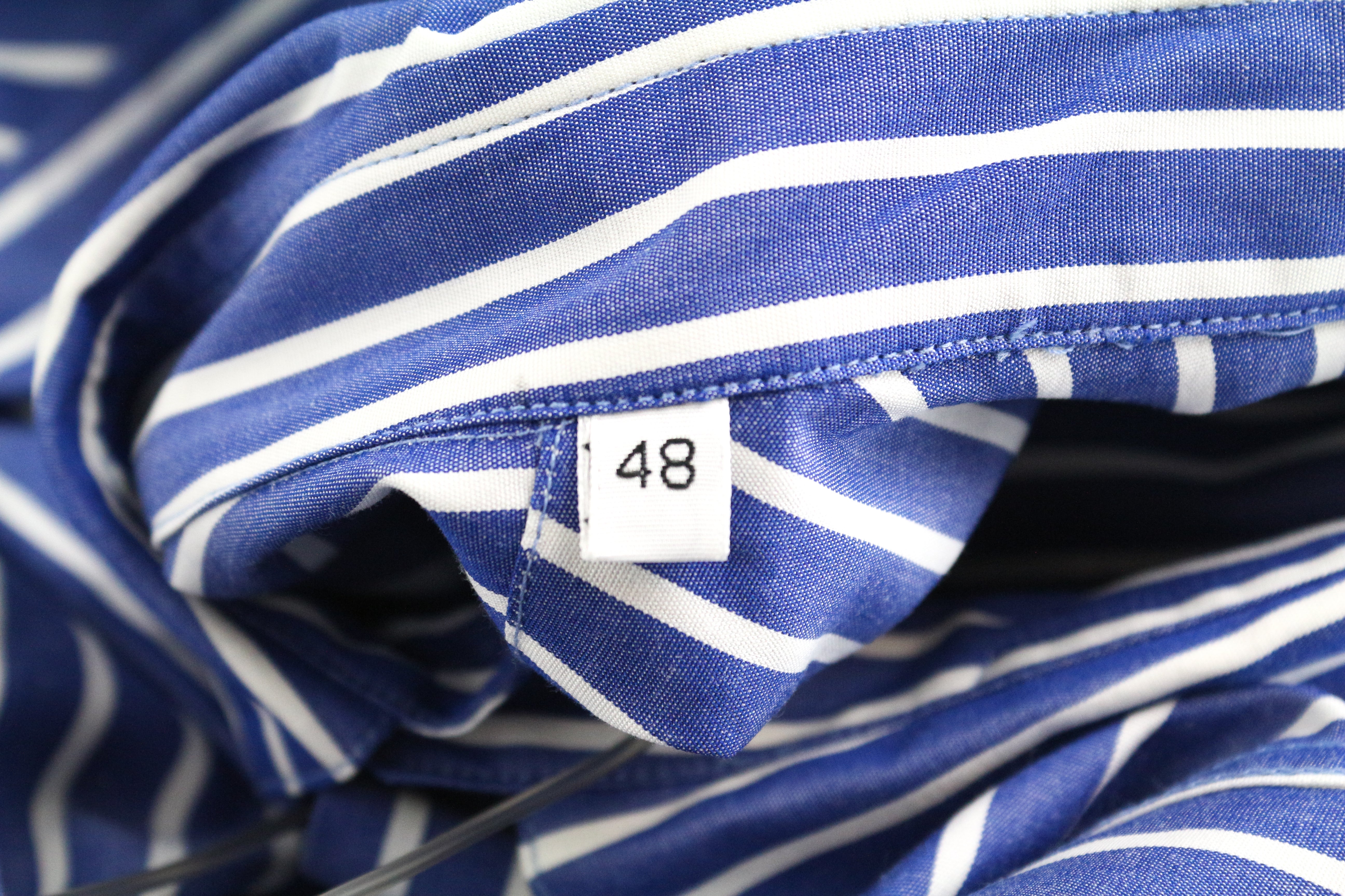RICHMOND Blue 48 Shirt Men's Striped Cotton Pocket Short Sleeve Logo