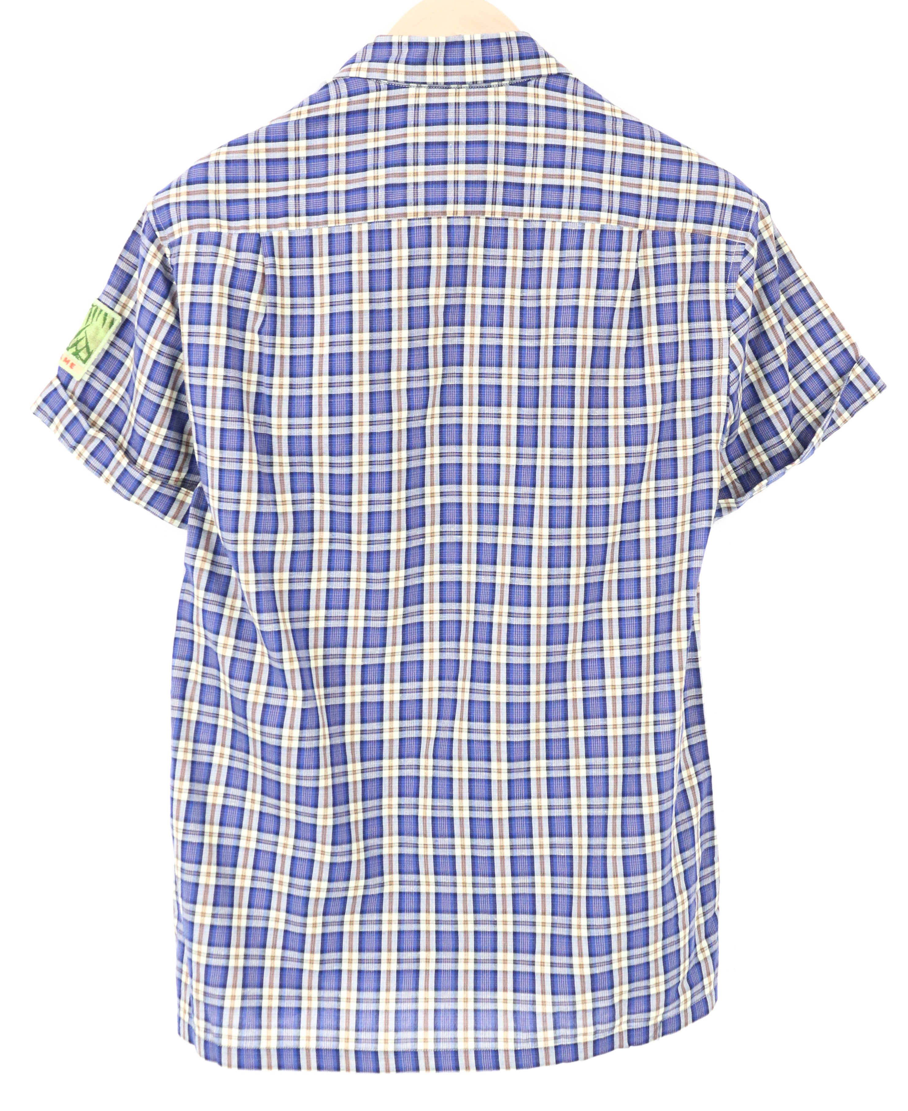SCOTCH & SODA Ams Couture S Men's Shirt Blue Checked Cotton Linen Blend
