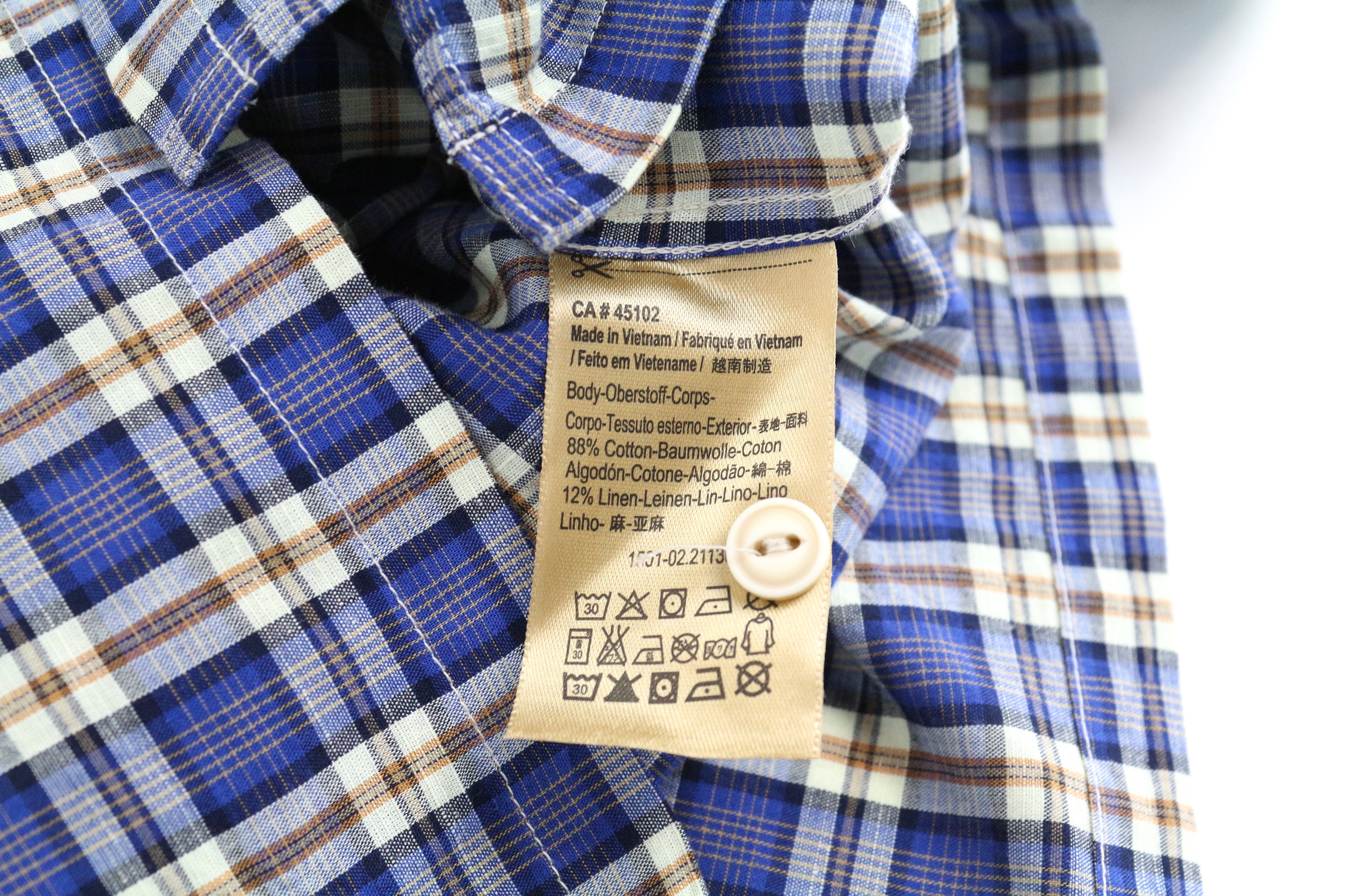 SCOTCH & SODA Ams Couture S Men's Shirt Blue Checked Cotton Linen Blend