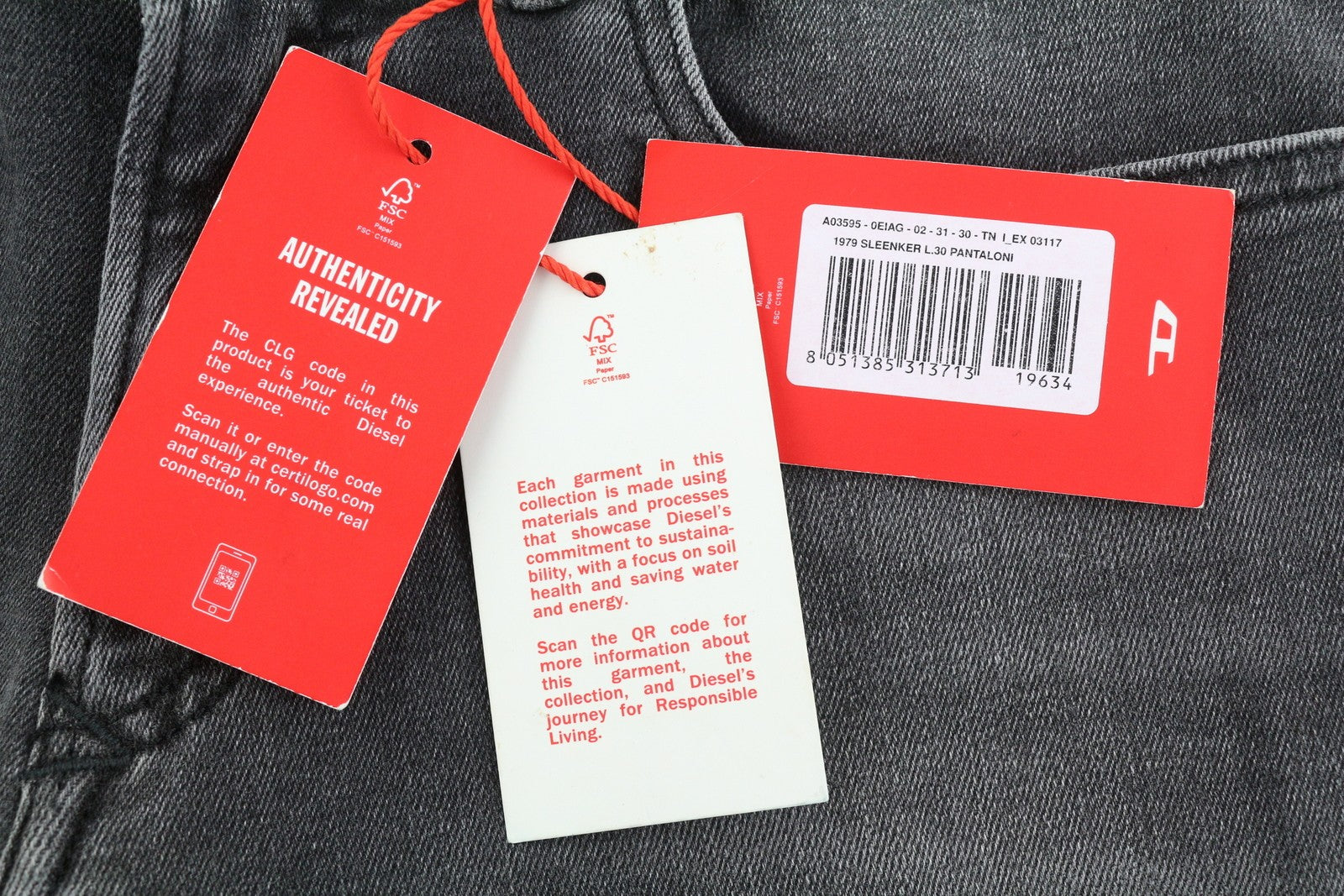 DIESEL 1979 Sleenker 0EIAG Men Jeans W31/L30 Skinny Fit Low Waist Washed Denim