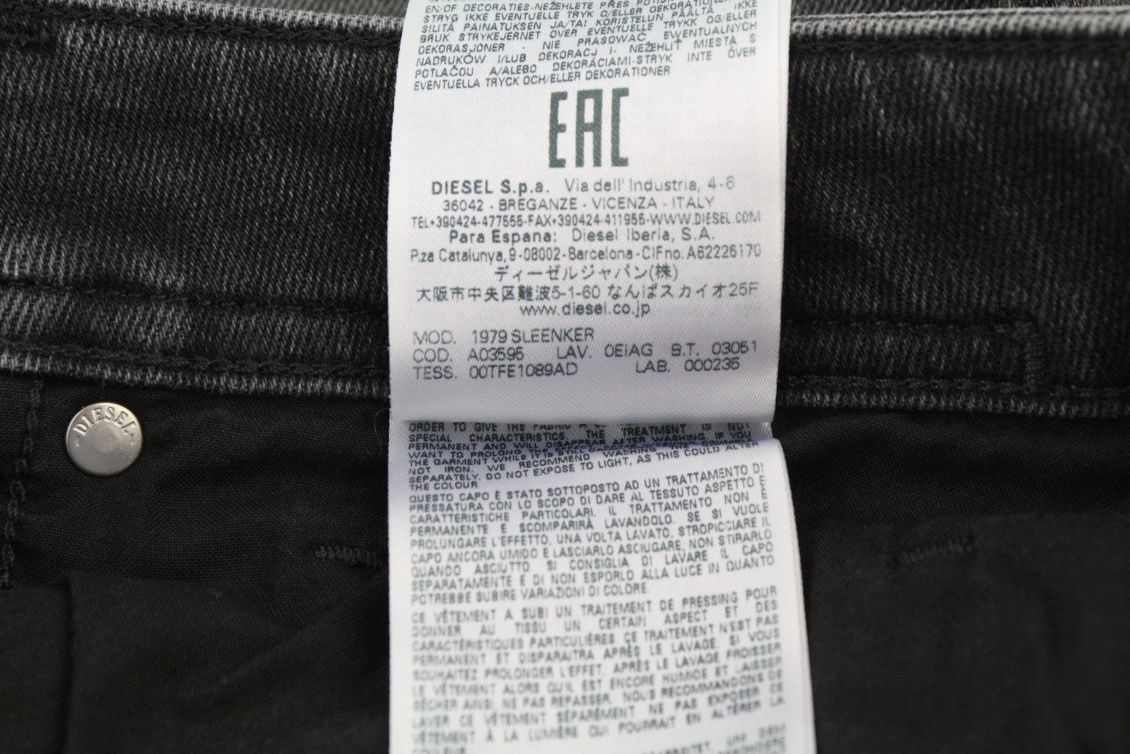 DIESEL 1979 Sleenker 0EIAG Men Jeans W31/L30 Skinny Fit Low Waist Washed Denim