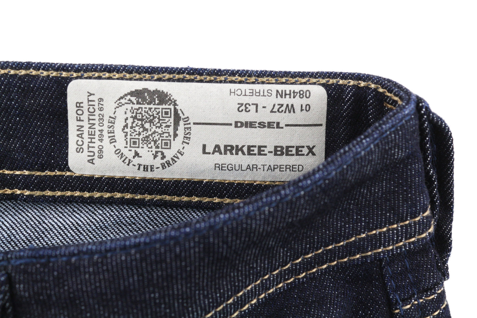 DIESEL Larkee-Beex 084HN vyriški džinsai W27/L32 Regular Tapered Stretch tamsiai mėlyni 