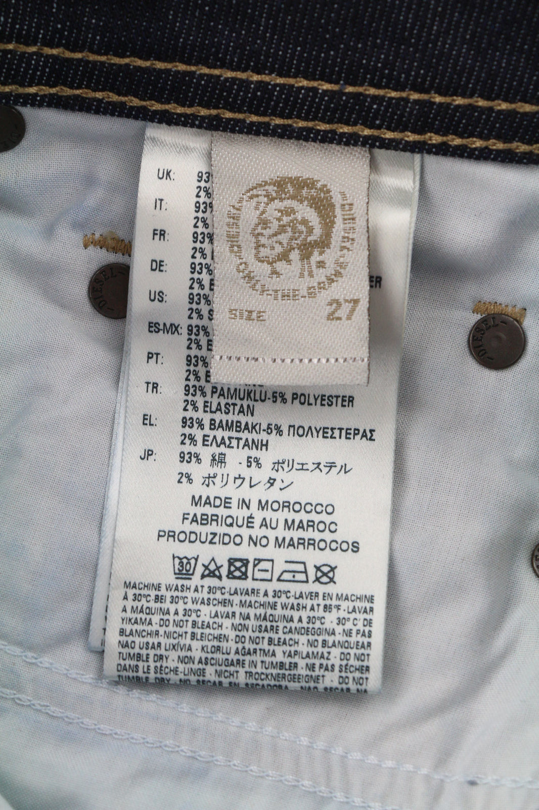 DIESEL Larkee-Beex 084HN vyriški džinsai W27/L32 Regular Tapered Stretch tamsiai mėlyni 