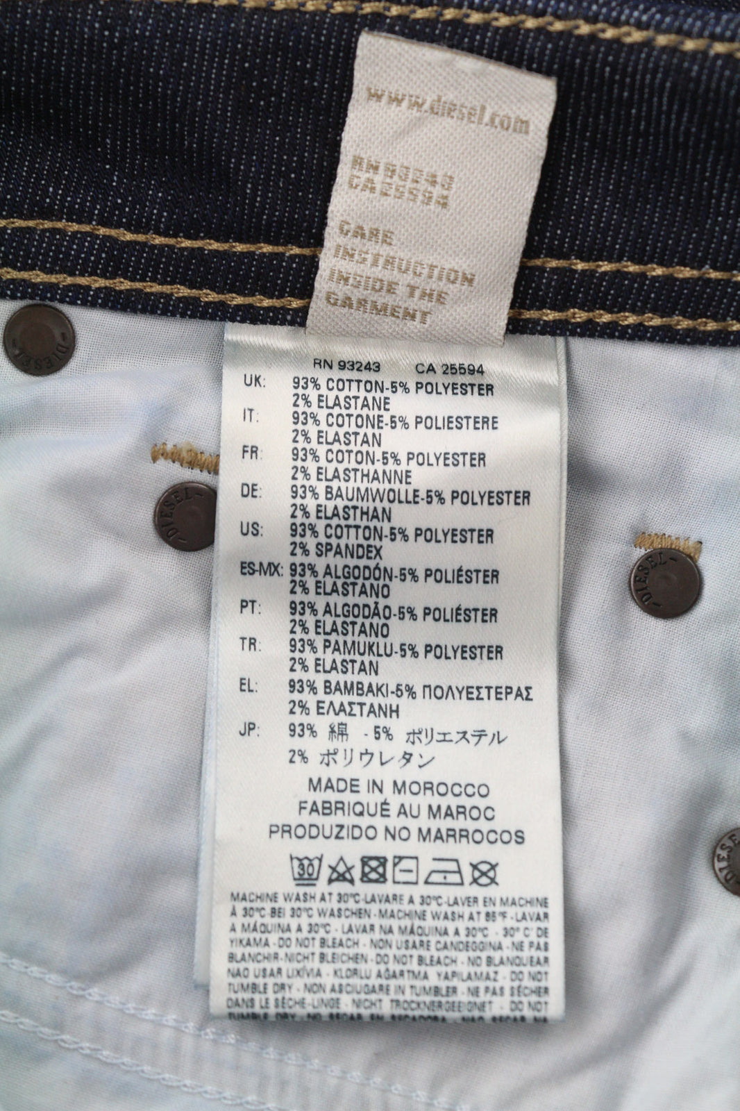 DIESEL Larkee-Beex 084HN vyriški džinsai W27/L32 Regular Tapered Stretch tamsiai mėlyni 