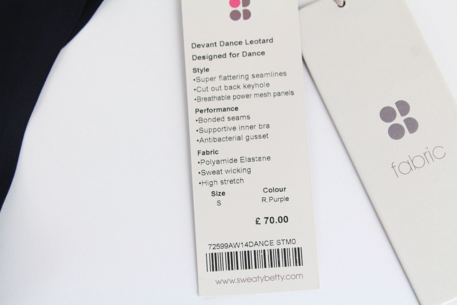 „SWEATY BETTY Devant“ šokių kombinezonas S dydžio moterims, tinklinis triko su iškirpte nugaroje, kvėpuojantis 