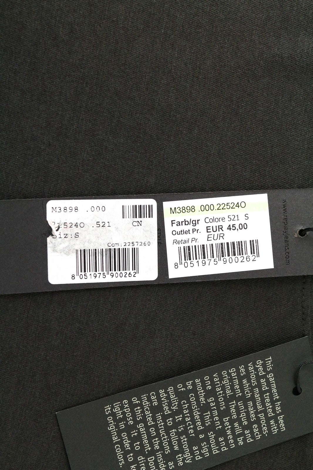 REPLAY vyriški marškinėliai pilkšvai rudi S dydžio medvilnės mišinio ilgomis rankovėmis su kišenėmis 