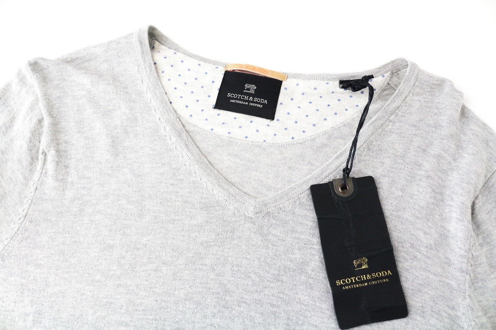 SCOTCH & SODA Ams Couture Grey V-Neck Sweatshirt S Cotton Long Sleeve Men's