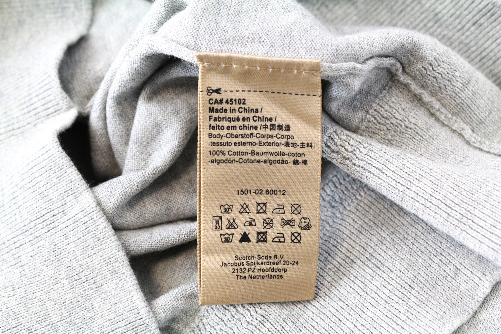 SCOTCH & SODA Ams Couture Grey V-Neck Sweatshirt S Cotton Long Sleeve Men's