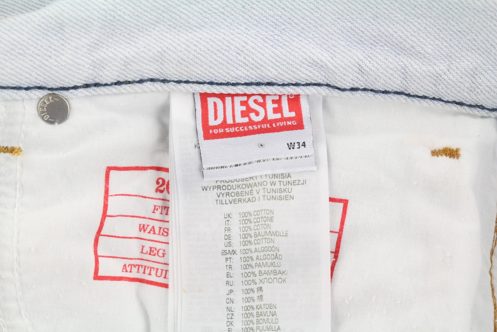 DIESEL 2010 0079Z Men Jeans W34/L30 Loose Fit Straight Leg Mid Waist RRP€250