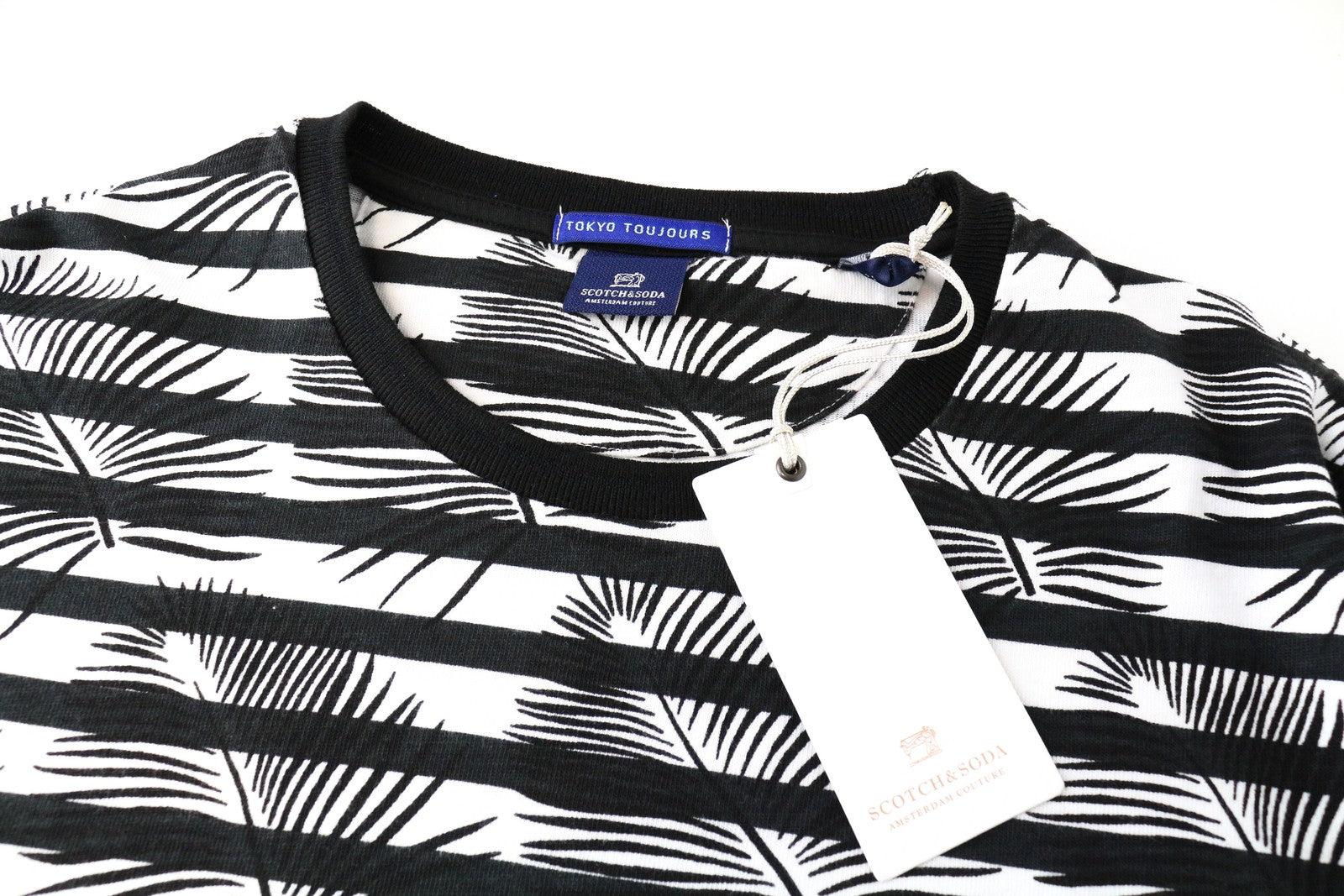 SCOTCH &amp; SODA Ams Couture juodas medvilninis M džemperis su raštuotomis ilgomis rankovėmis 