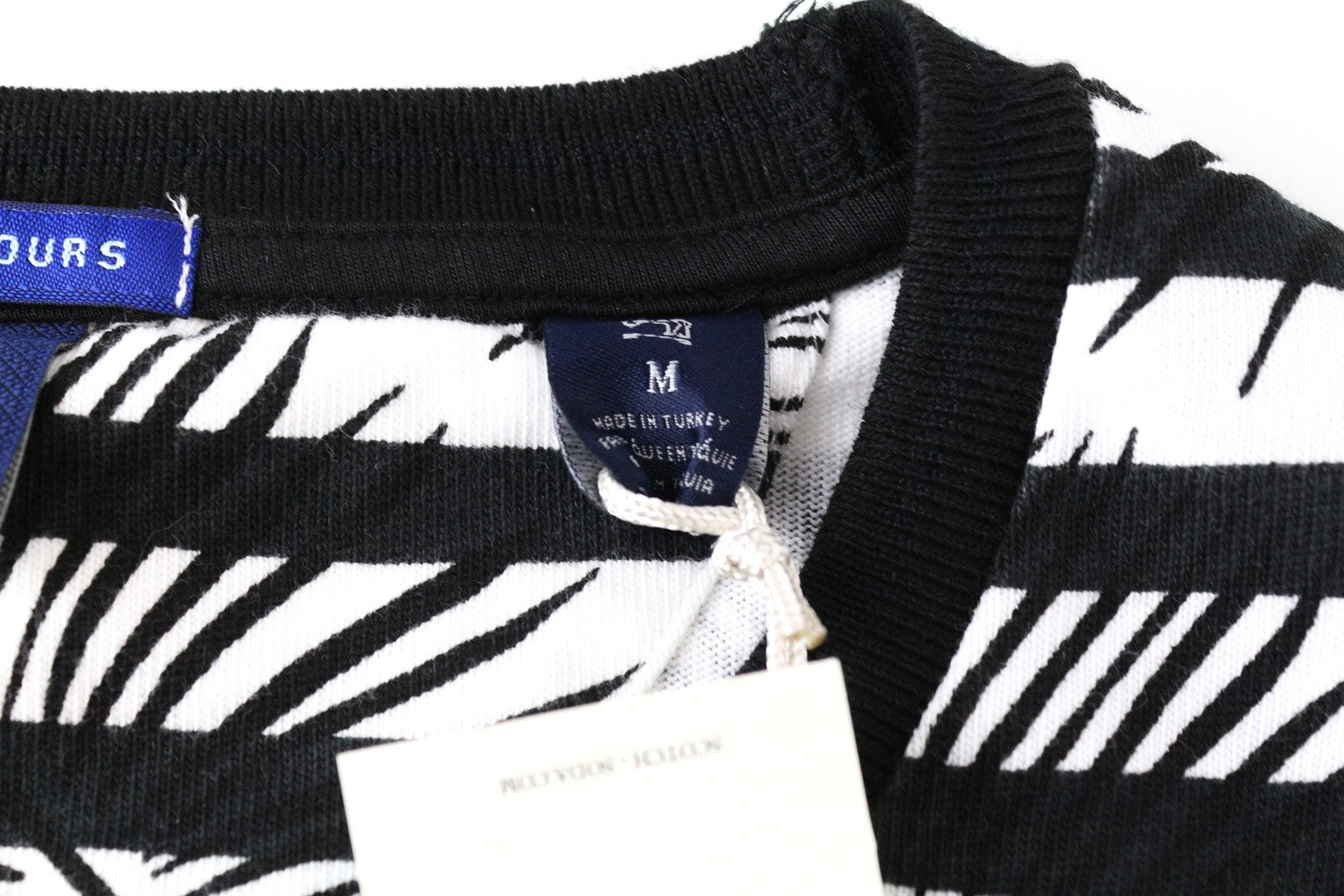 SCOTCH &amp; SODA Ams Couture juodas medvilninis M džemperis su raštuotomis ilgomis rankovėmis 