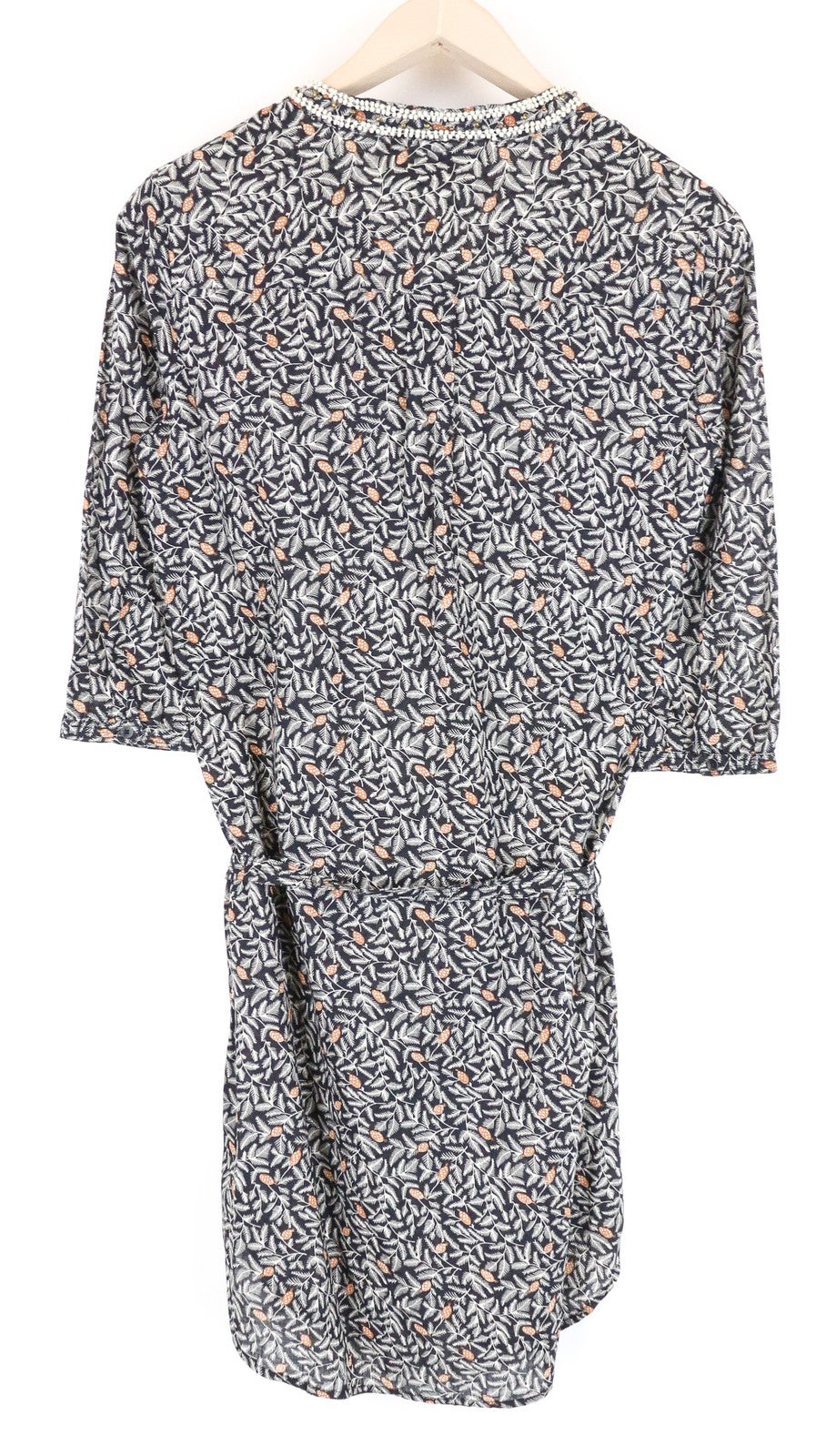 MAISON SCOTCH ~M Dress Black Lightweight Women's 3/4 Sleeve Belted Pattern