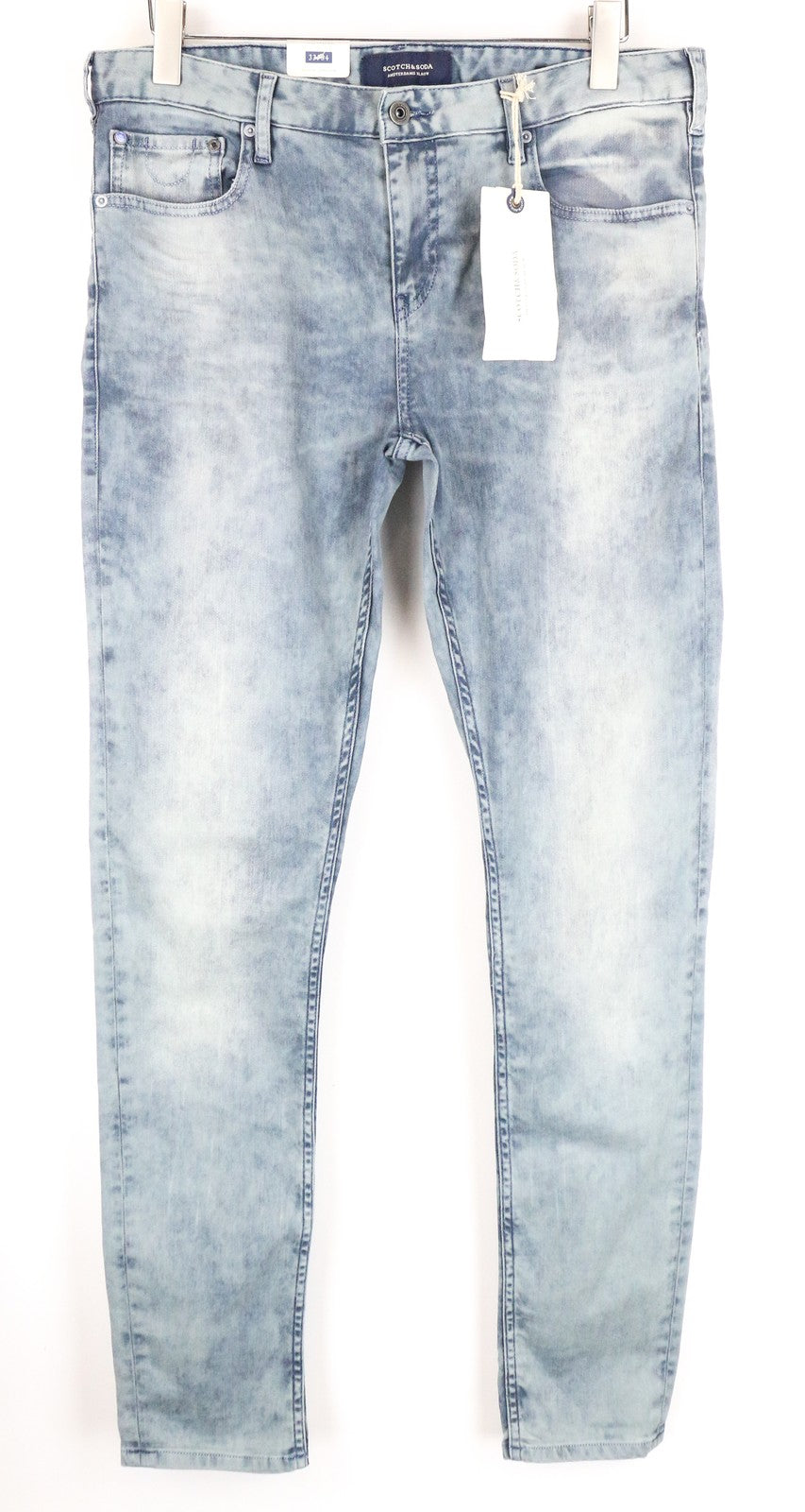 SCOTCH & SODA Skim W33/L34 Washed Denim Skinny Blue Jeans Stretch Men's