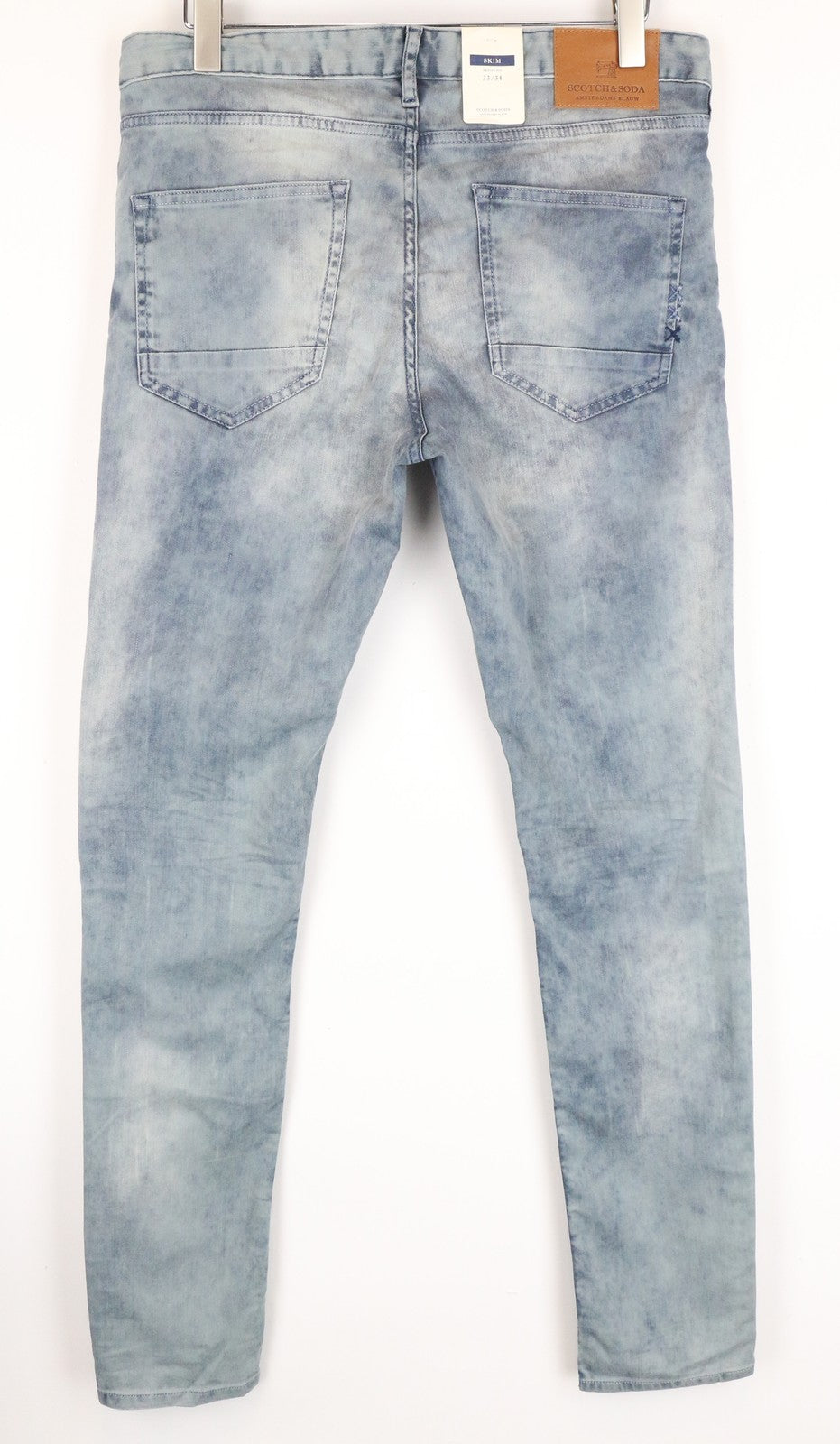 SCOTCH & SODA Skim W33/L34 Washed Denim Skinny Blue Jeans Stretch Men's