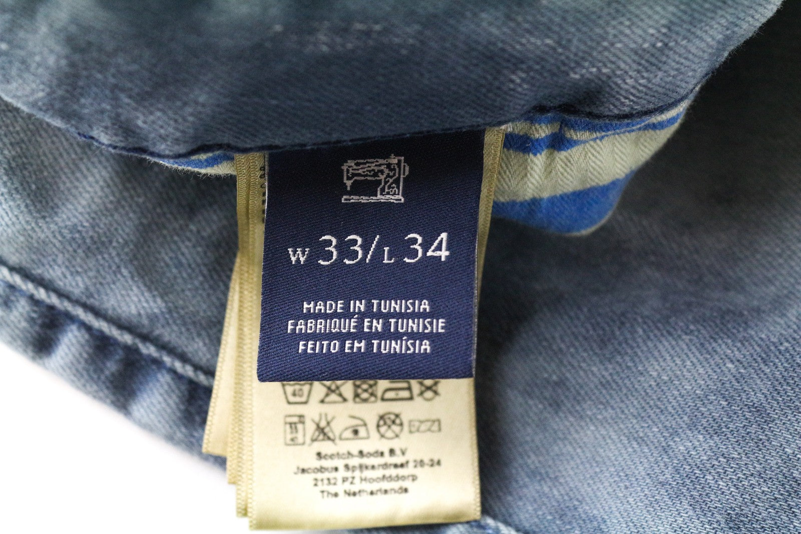 SCOTCH & SODA Skim W33/L34 Washed Denim Skinny Blue Jeans Stretch Men's