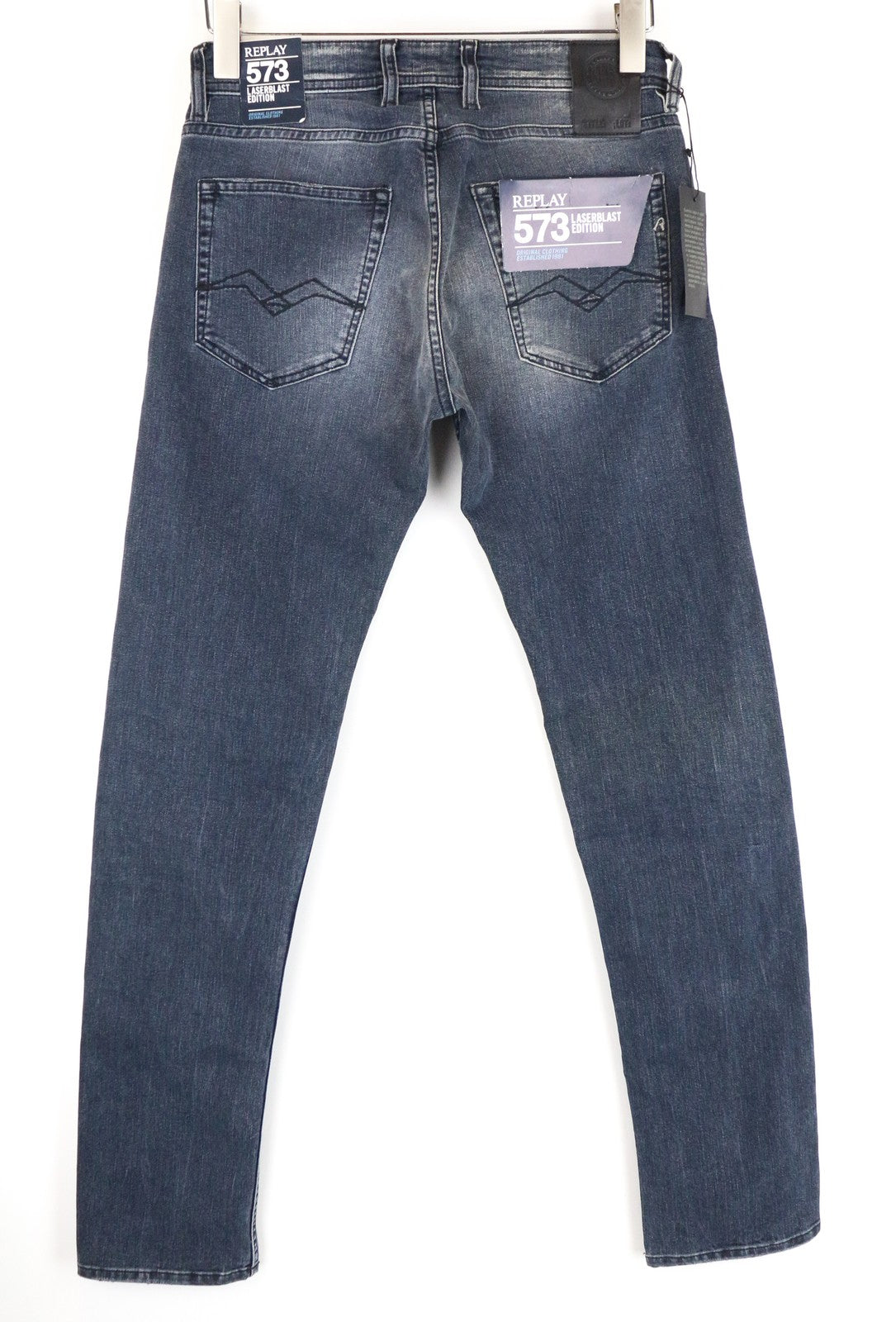 REPLAY Grover Straight Jeans W29/L34 Blue Stretch Cotton Washed Fit Men's