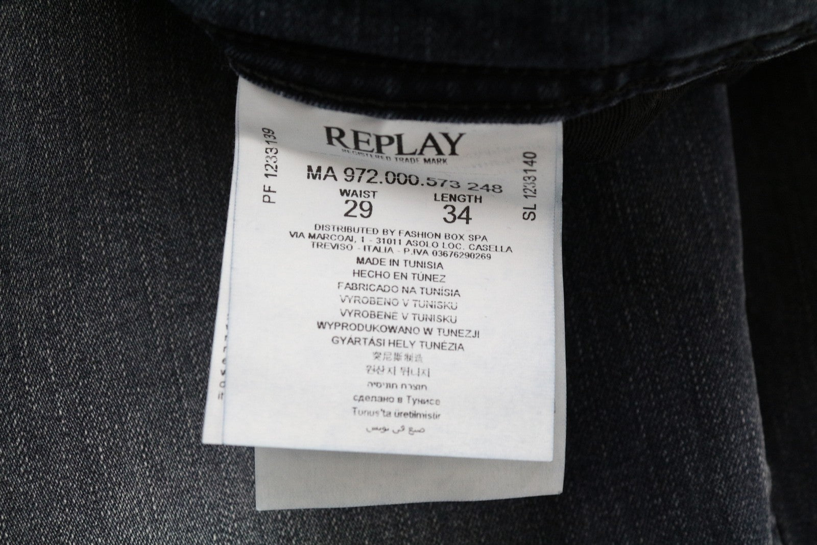 REPLAY Grover Straight Jeans W29/L34 Blue Stretch Cotton Washed Fit Men's