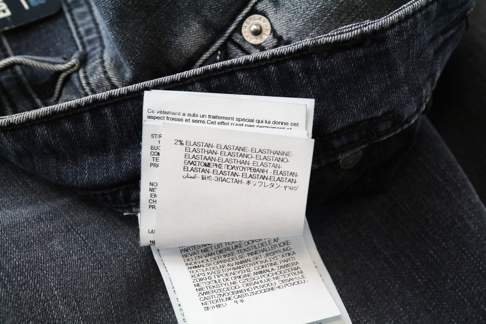 REPLAY Grover Straight Jeans W29/L34 Blue Stretch Cotton Washed Fit Men's