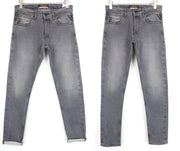 REPLAY Grover W30/L34 Straight Selvedge pilki tamprūs medvilniniai skalbti vyriški džinsai 