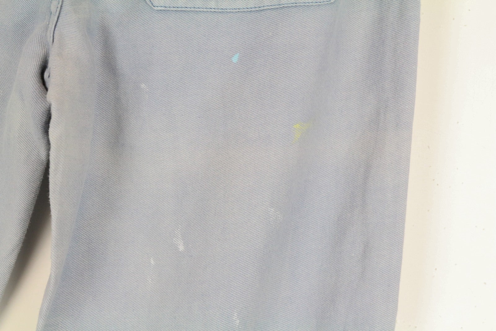 DENHAM Bonnie plačių klešnių moteriškos kelnės W26/L28 mėlynos sendinto lino imitacijos 