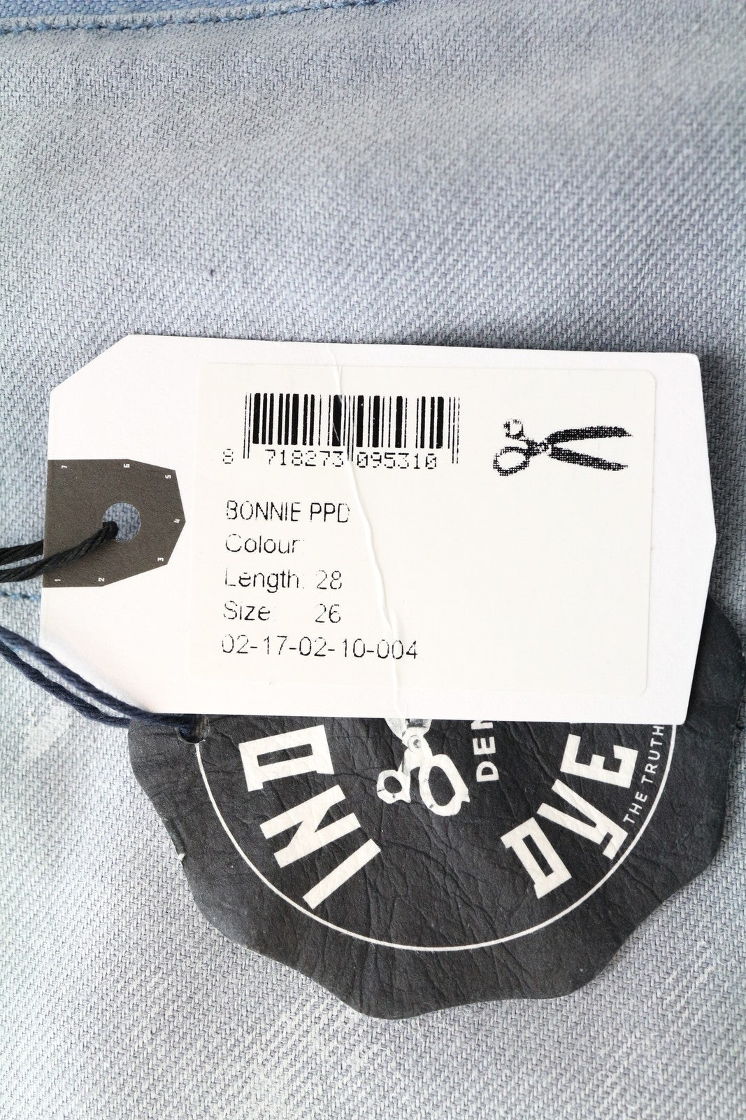 DENHAM Bonnie plačių klešnių moteriškos kelnės W26/L28 mėlynos sendinto lino imitacijos 