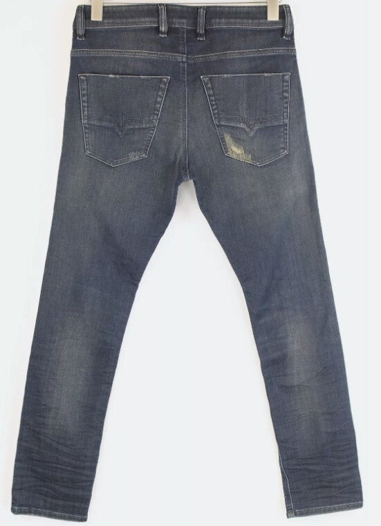 DIESEL Krooley-XT 0870Z Vyriški džinsai W28 Blue Jogg Stretchy Distressed Slim 