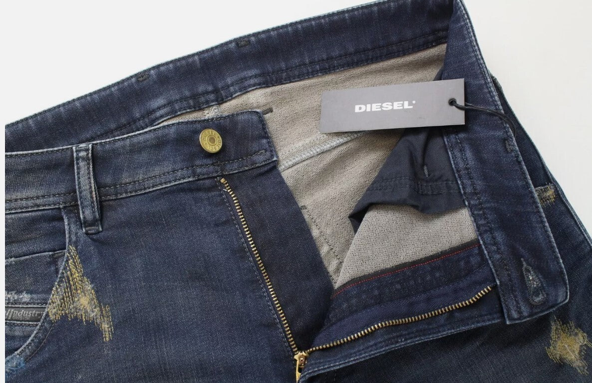 DIESEL Krooley-XT 0870Z Vyriški džinsai W28 Blue Jogg Stretchy Distressed Slim 