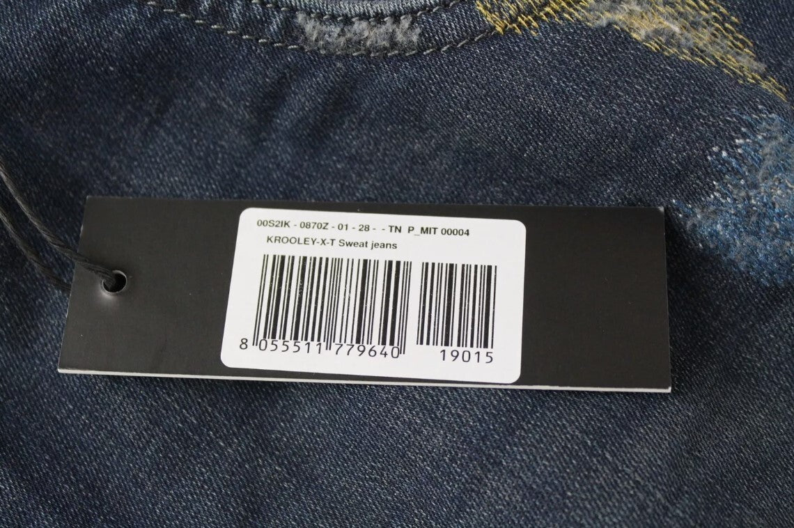 DIESEL Krooley-XT 0870Z Vyriški džinsai W28 Blue Jogg Stretchy Distressed Slim 