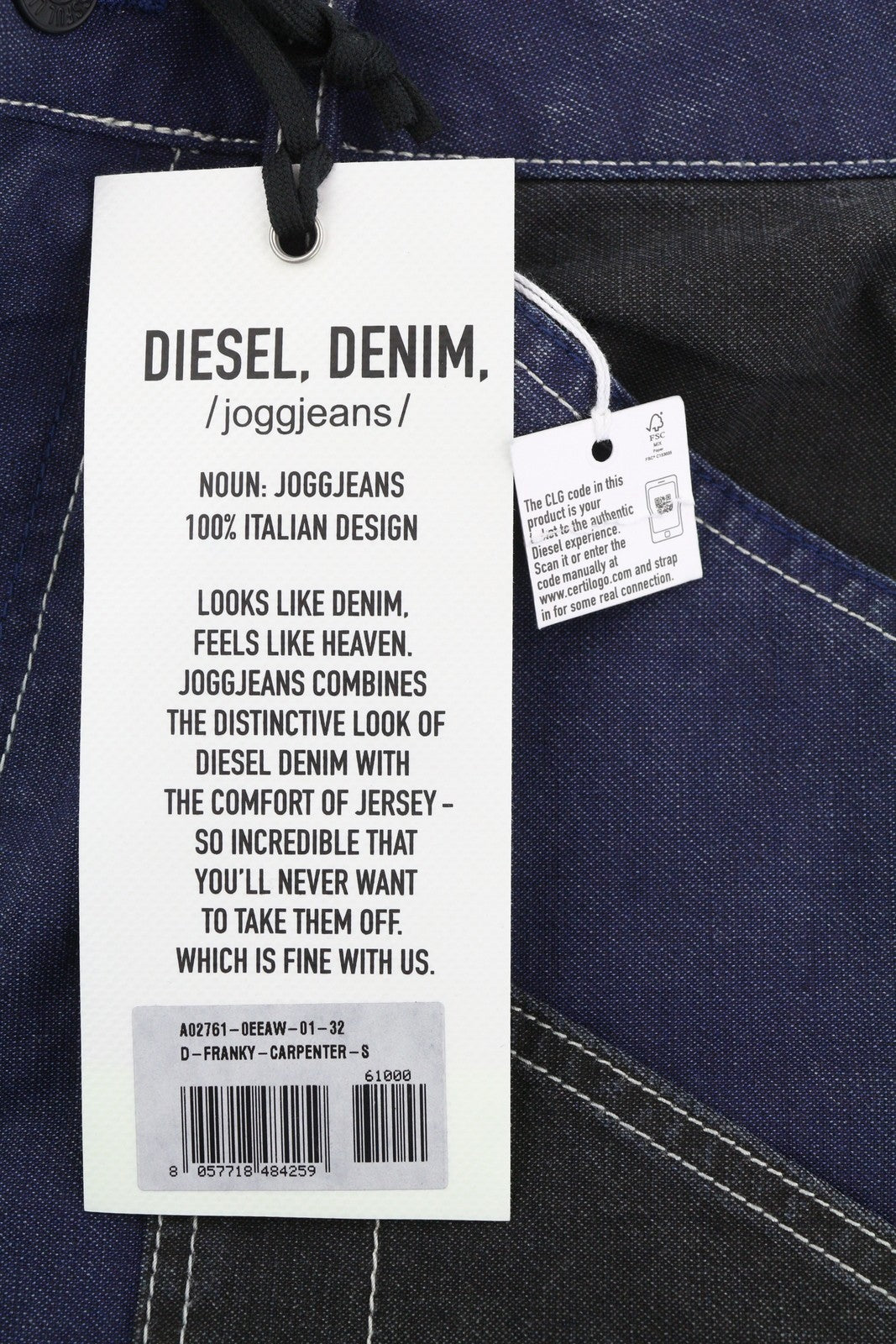 DIESEL D-Franky Carp Jogg 0EEAW vyriški džinsai W32 tiesaus kirpimo su tampriu užtrauktuku, rekomenduojama kaina – 200 € 