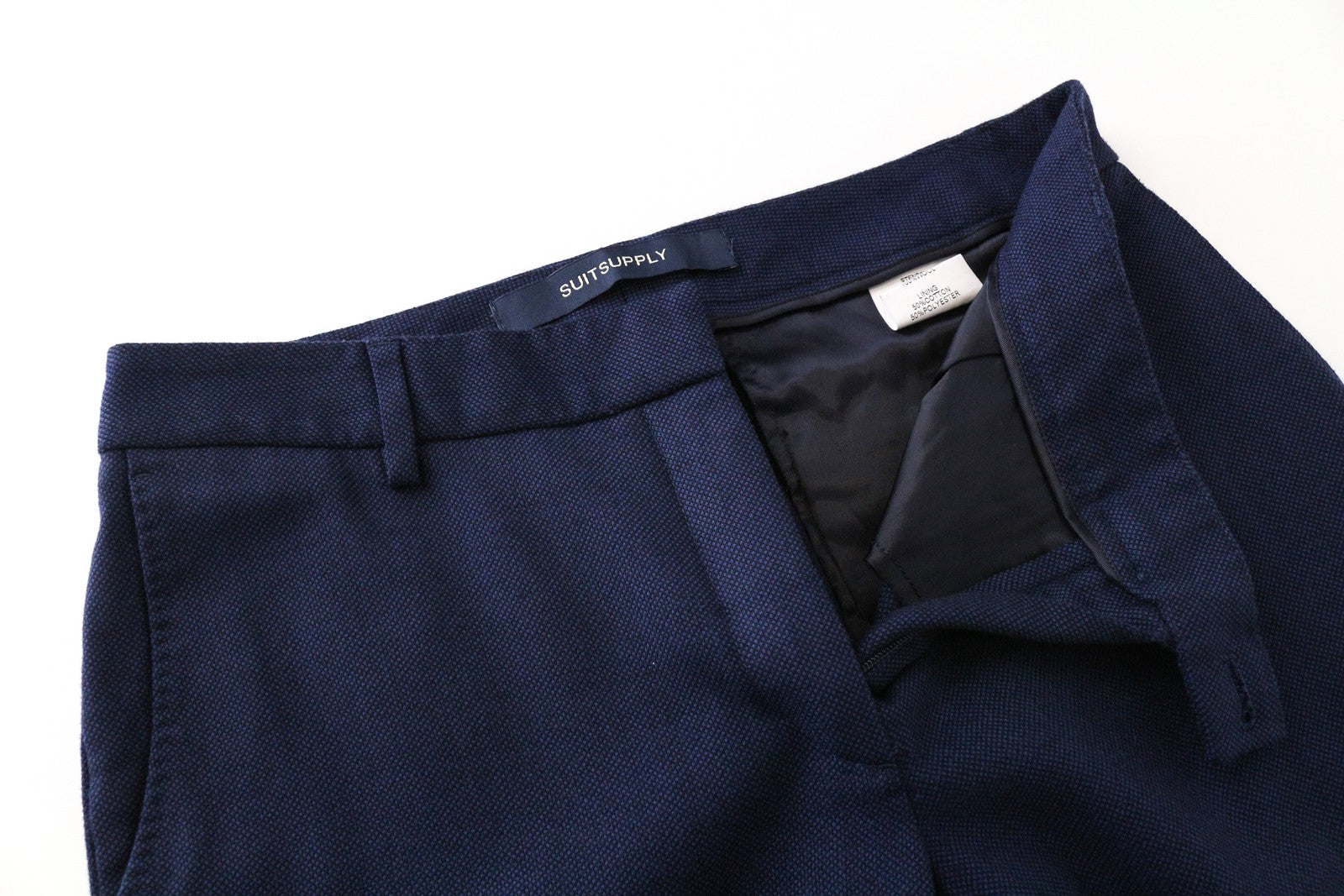 SUITSUPPLY Sina Wool Men Trousers ~W27/L27 Blue Lined Dress Front-Pleat