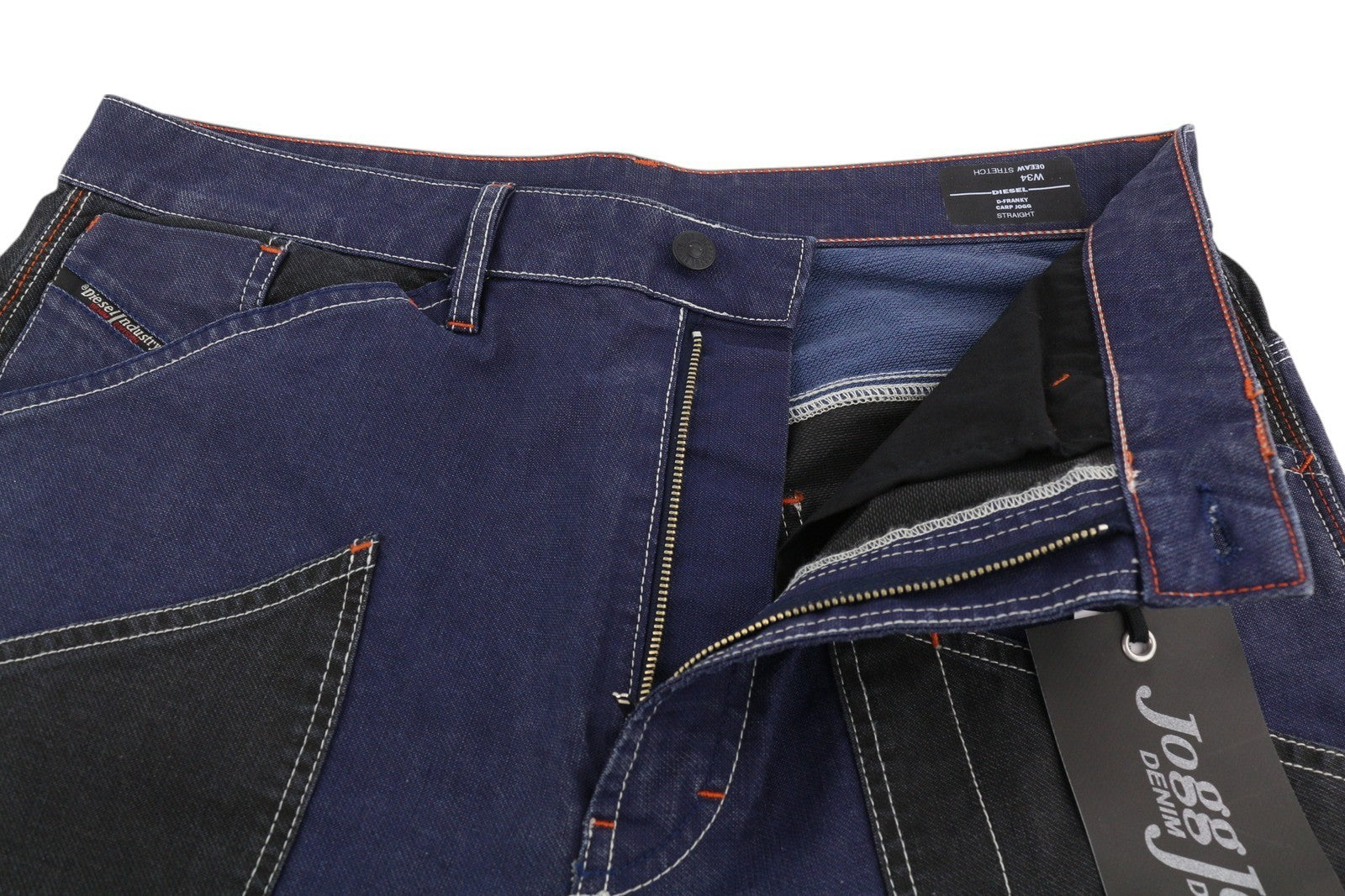 DIESEL D-Franky Carp Jogg 0EEAW vyriški džinsai W34 tiesaus kirpimo su tampriu užtrauktuku, rekomenduojama kaina – 200 € 