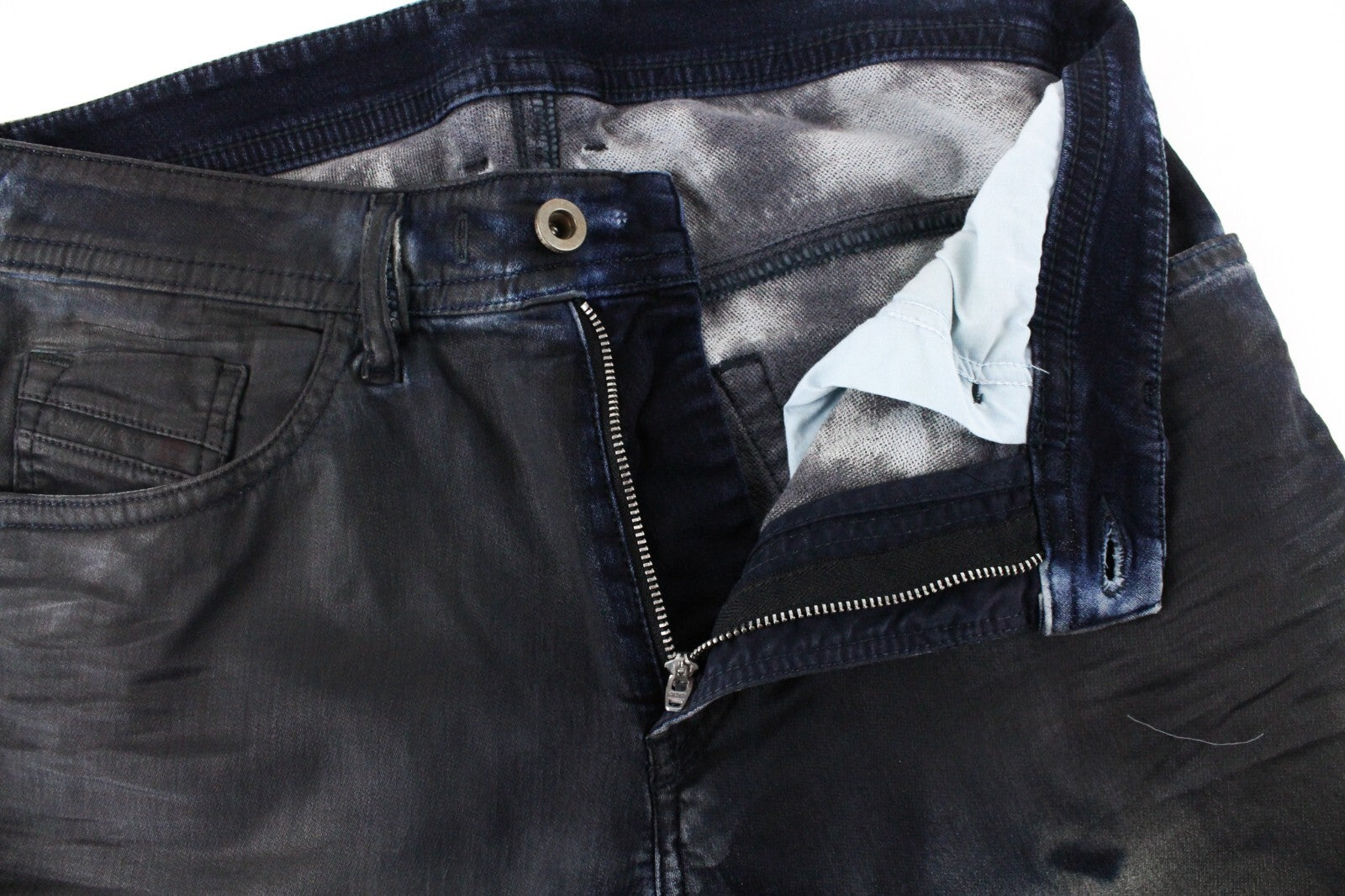 DIESEL Thommer CB-NE 085AZ Mens Jeans W28 Grey Blue Slim  Waxed Jogg Stretchy