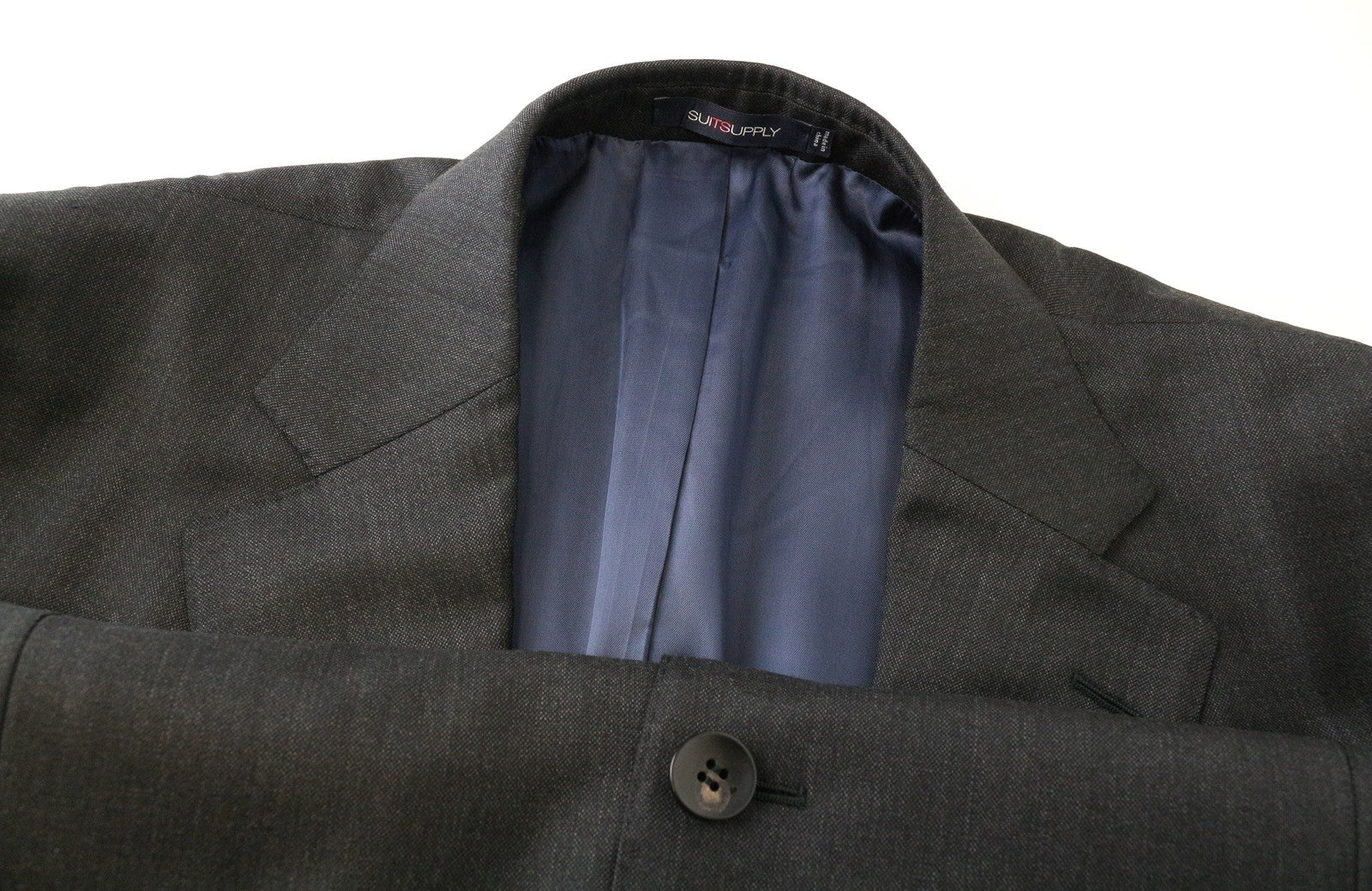 SUITSUPPLY Napoli UK46S Grey Wool Men Blazer Zignone Lined Single-Breasted