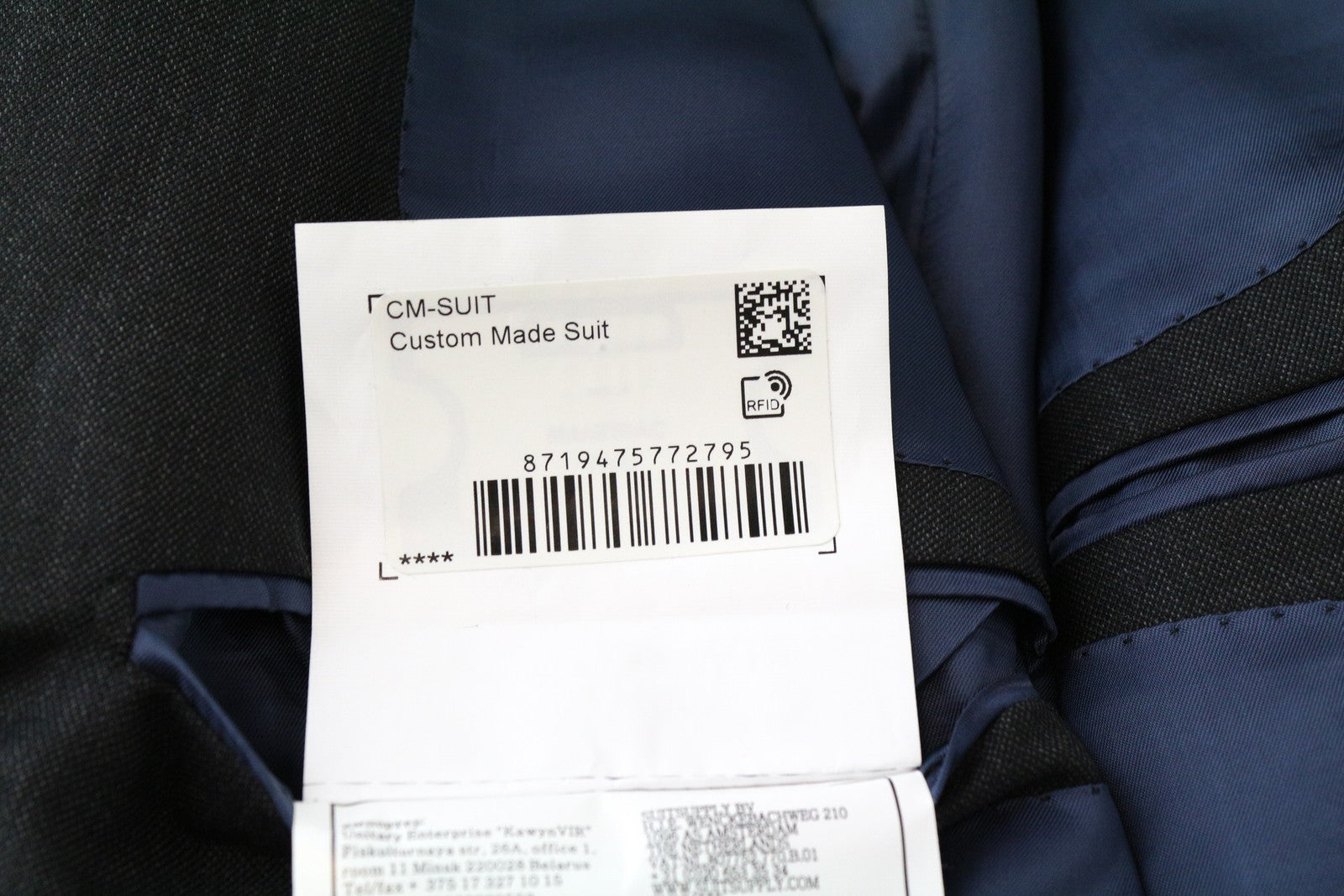 SUITSUPPLY Napoli UK46S Grey Wool Men Blazer Zignone Lined Single-Breasted