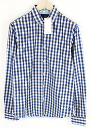SCOTCH & SODA Couture Mens Shirt M Blue Checked Cotton Long Sleeved Collared