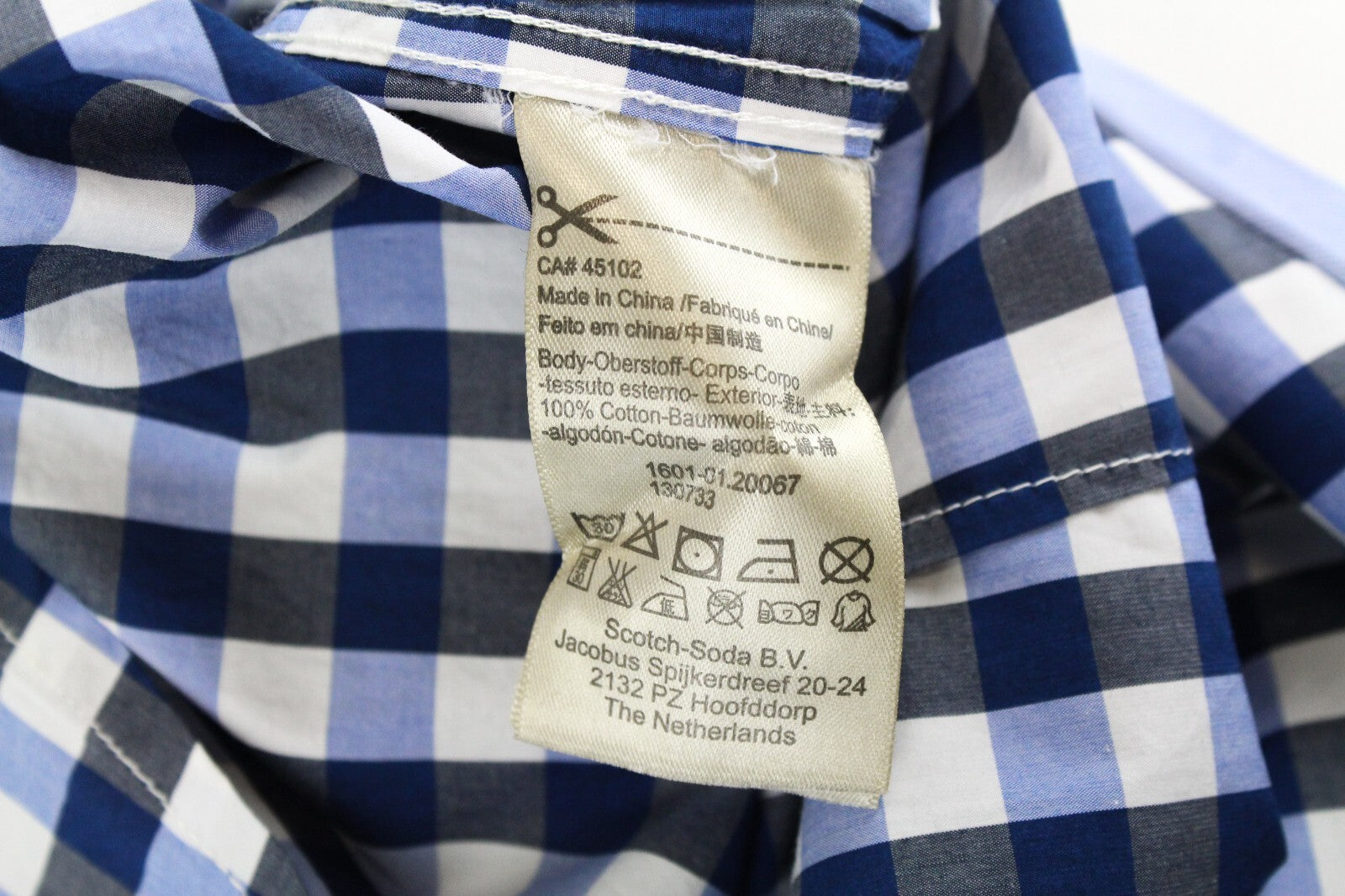 SCOTCH & SODA Couture Mens Shirt M Blue Checked Cotton Long Sleeved Collared