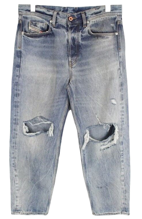 DIESEL Dagh-XP 084ZS vyriški džinsai W30/L30 mėlyni, tiesūs, plėšyti, skalbti medvilniniai džinsai 