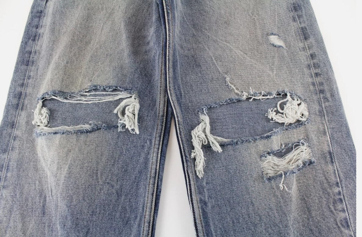 DIESEL Dagh-XP 084ZS vyriški džinsai W30/L30 mėlyni, tiesūs, plėšyti, skalbti medvilniniai džinsai 