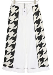 PT TORINO Mia moteriškos kelnės 42 W26 baltos platėjančios klešnės raštuotas ilgis iki kulkšnių 