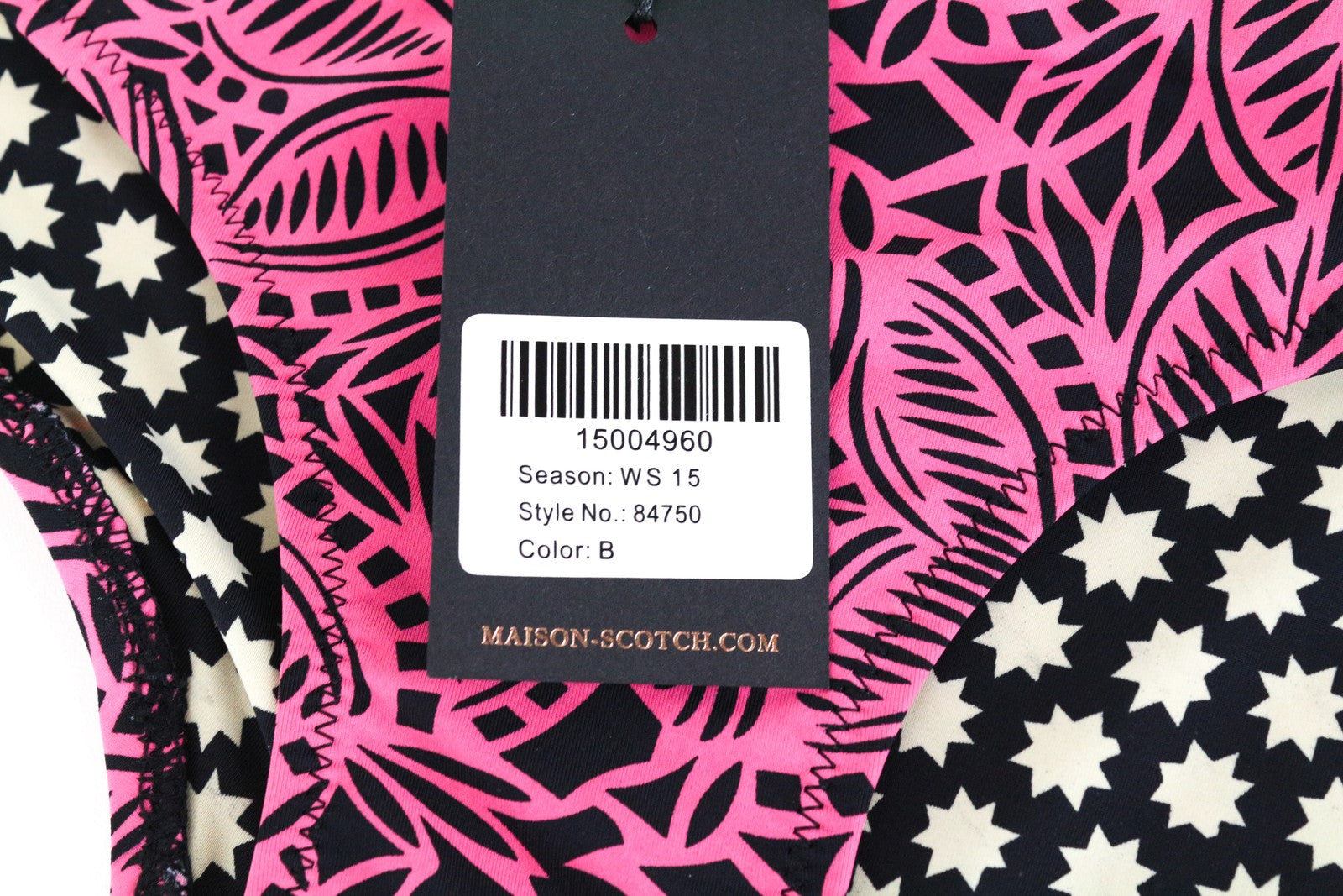 MAISON SCOTCH Bikini Bottom ~XS Pink Pattern Print Swimwear Pool