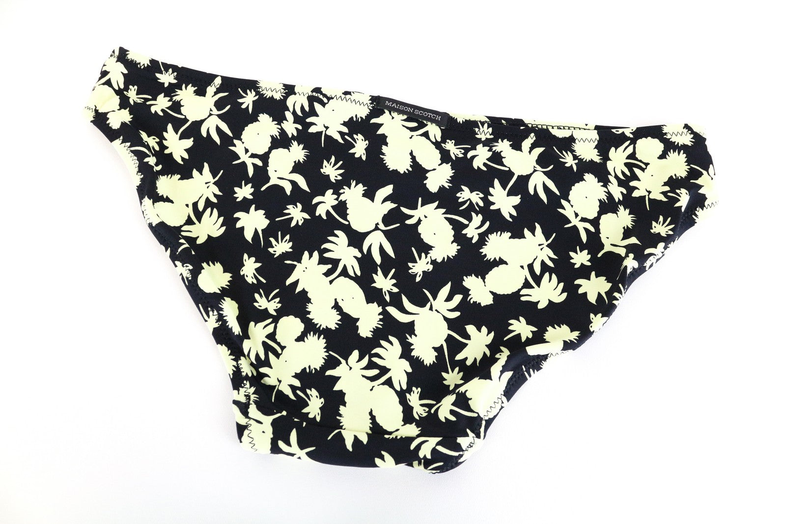MAISON SCOTCH ~XS Black Bikini Bottom Printed Pool Summer Swimwear