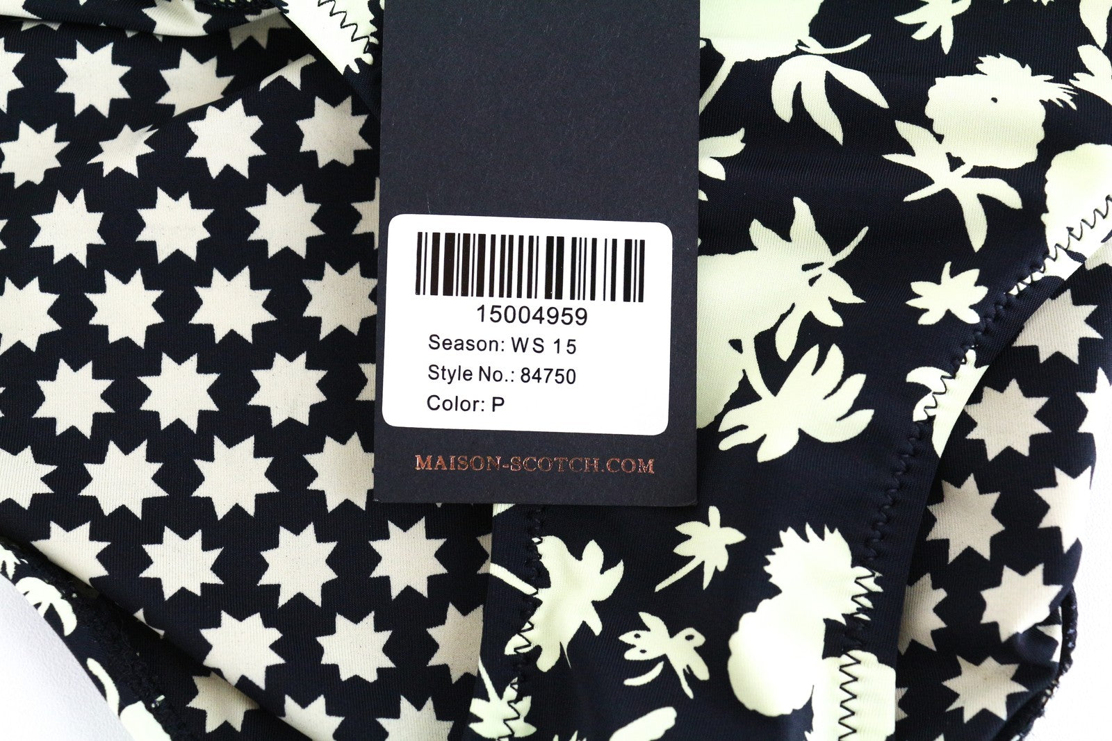 MAISON SCOTCH ~XS Black Bikini Bottom Printed Pool Summer Swimwear