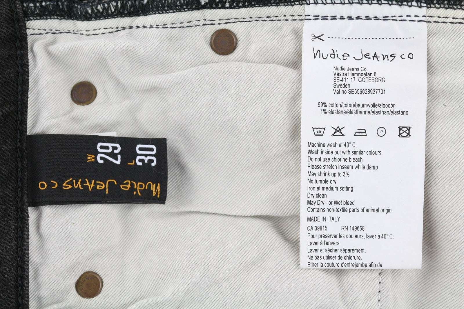 NUDIE JEANS Pipe Led Mens Jeans W29/L30 Skinny  Cotton Stretchy Grey Washed