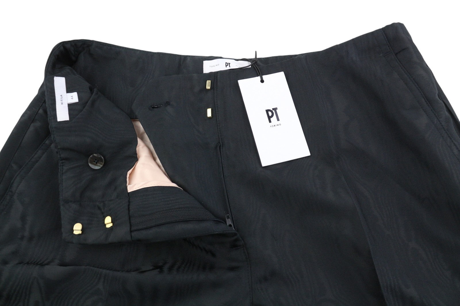 PT TORINO Mirna moteriškos kelnės 44 W31 juodos įprasto kirpimo raštuotos užtraukiamos kišenės 