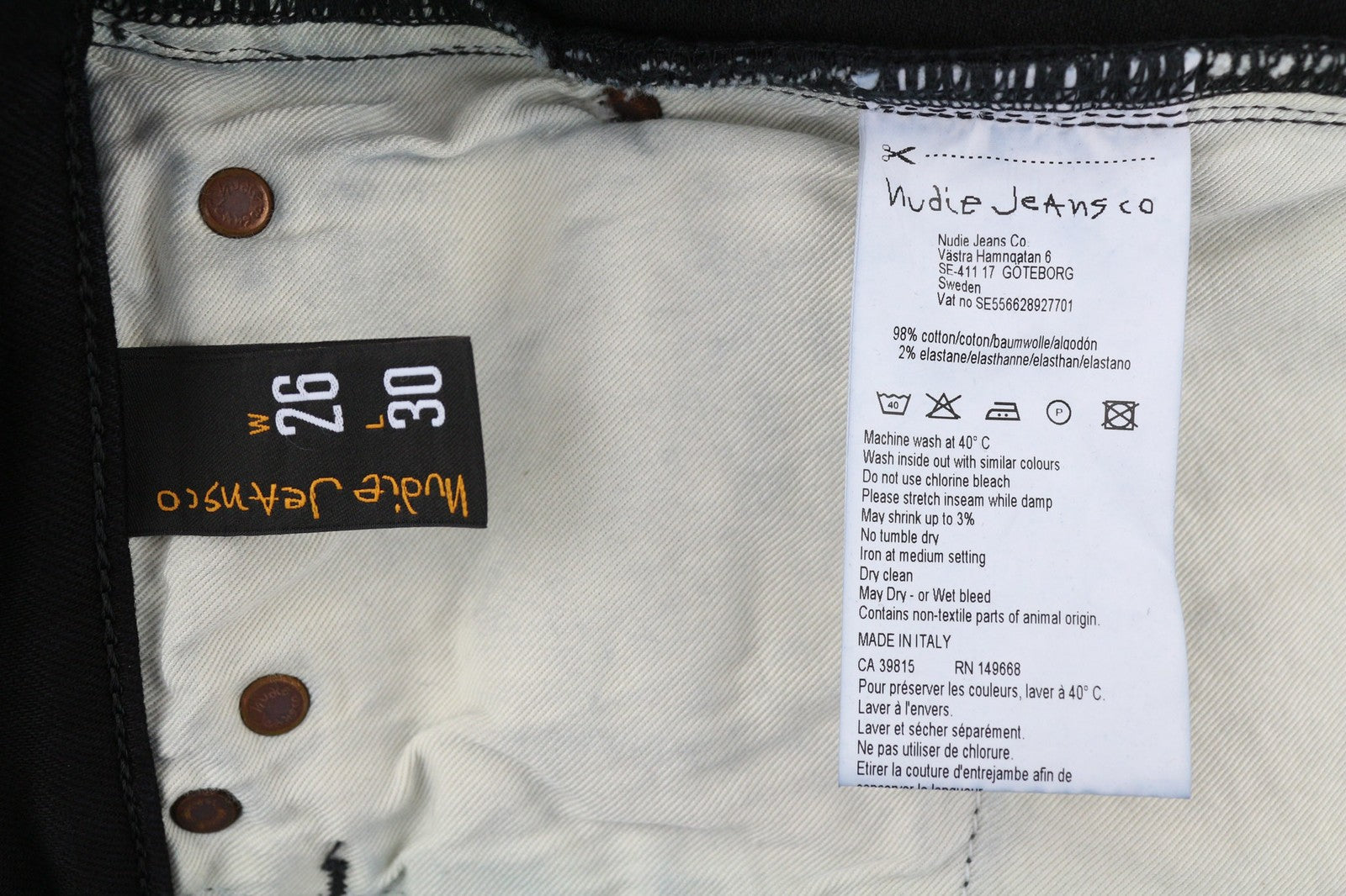 NUDIE JEANS Long John Womens Jeans W26/L30 Slim  Cotton Stretchy Black Casual