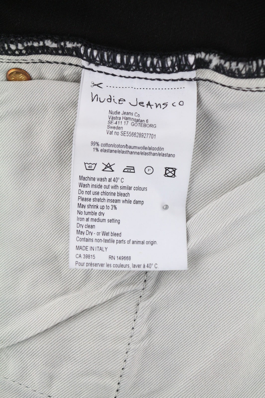 NUDIE JEANS Ilgi vyriški džinsai W28/L32 Slim, tamprūs, juodi, 5 kišenės 
